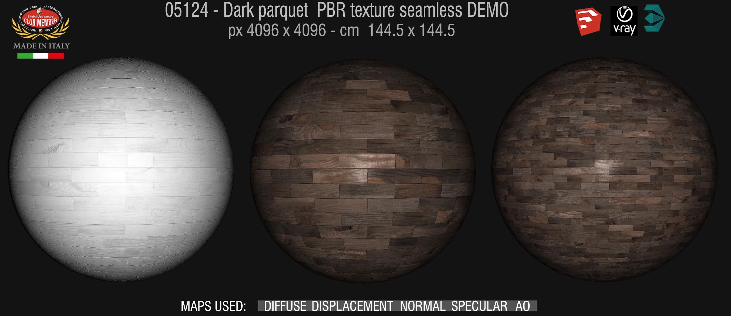 05123 Dark parquet PBR texture seamless DEMO