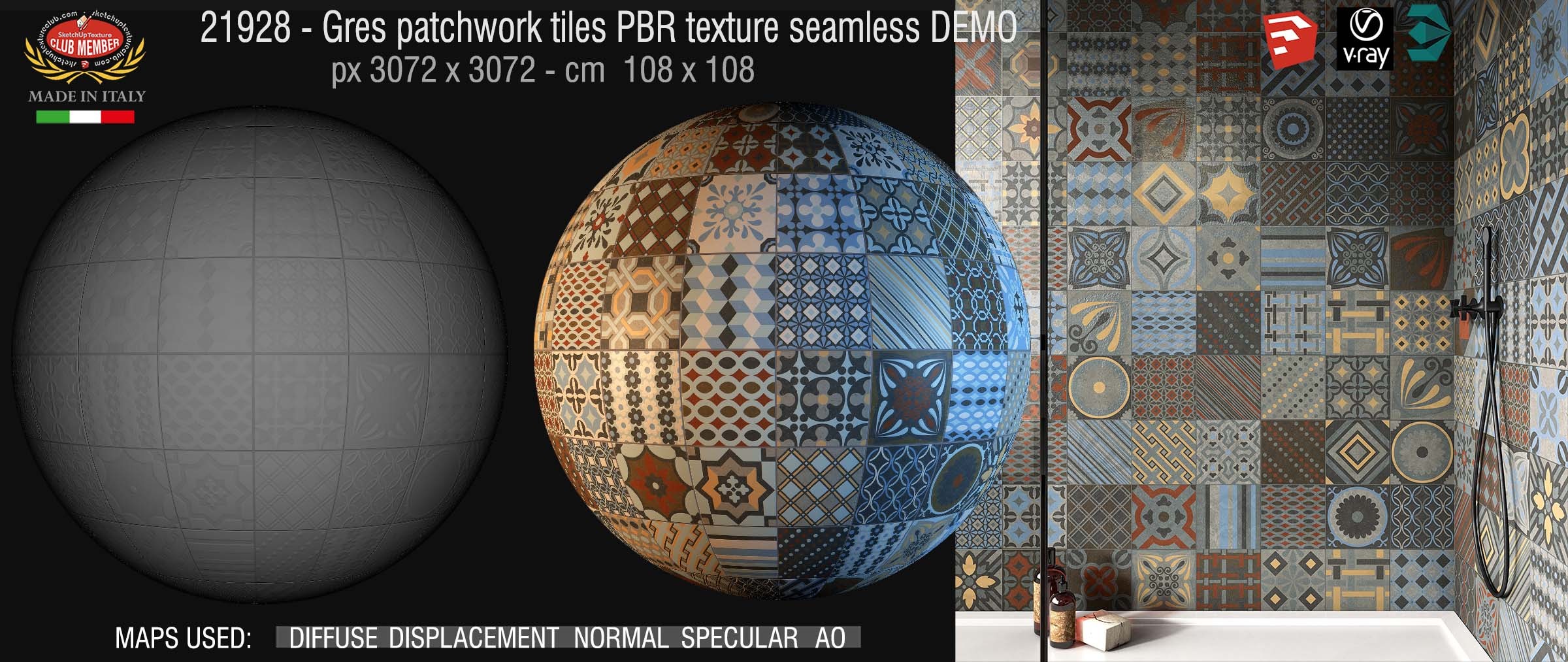 21928 gres patchwork tiles PBR texture seamless DEMO