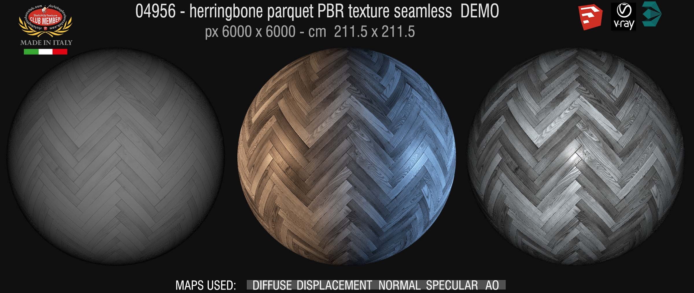 04956 Herringbone parquet PBR texture seamless DEMO