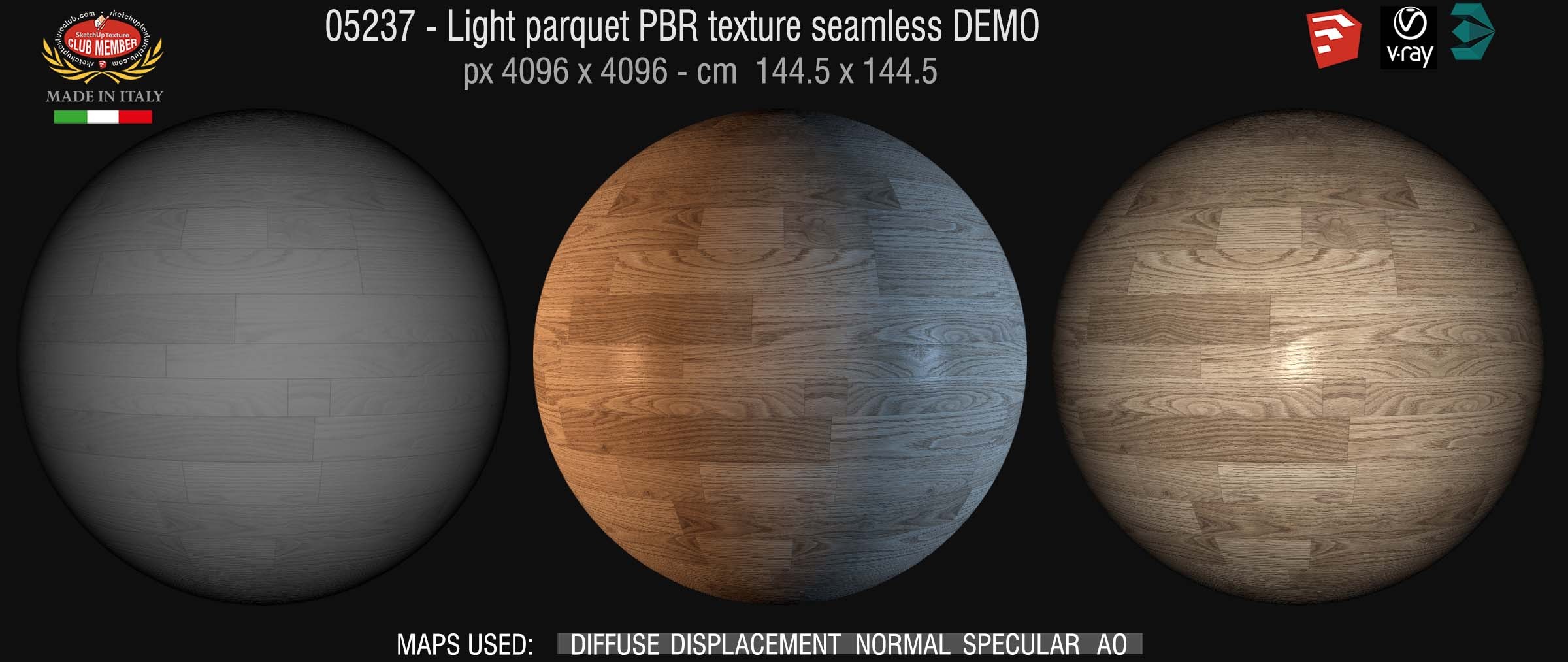 05237 Light parquet PBR texture seamless DEMO