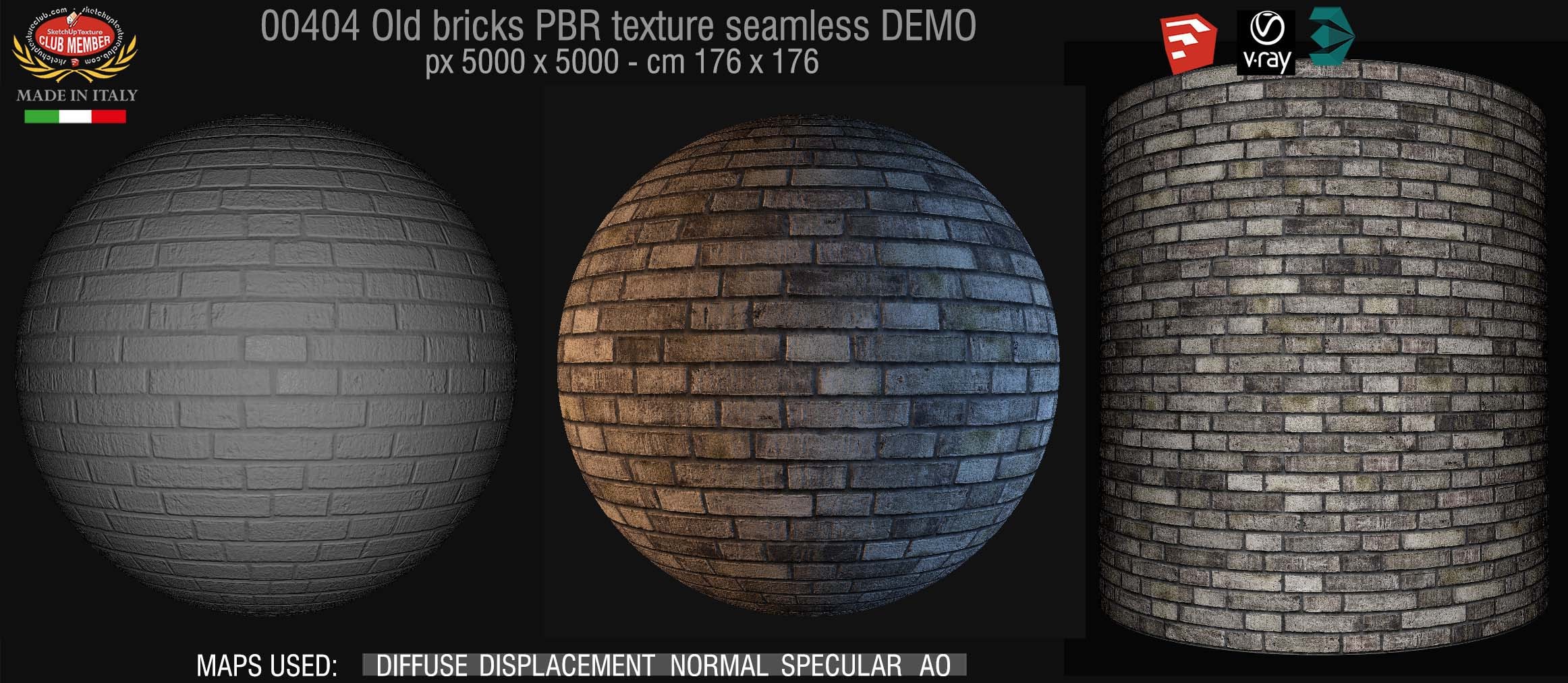 00404 Old bricks PBR texture seamless DEMO