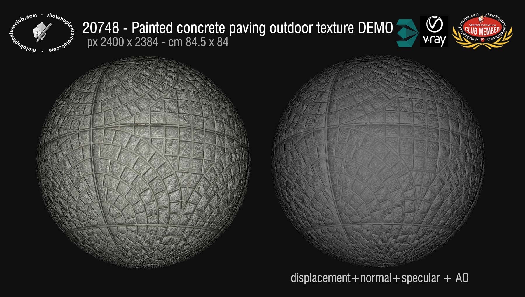 20748  Painted concrete paving outdoor texture & maps DEMO