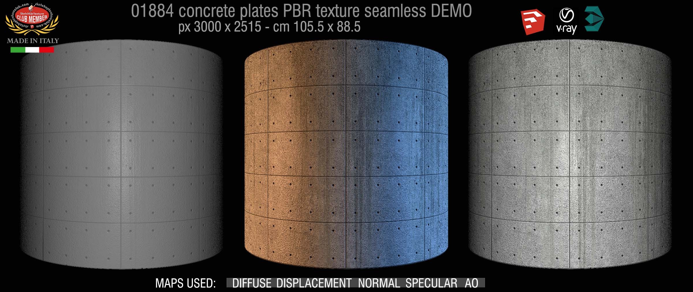 01884 Tadao Ando concrete plates PBR texture seamless DEMO