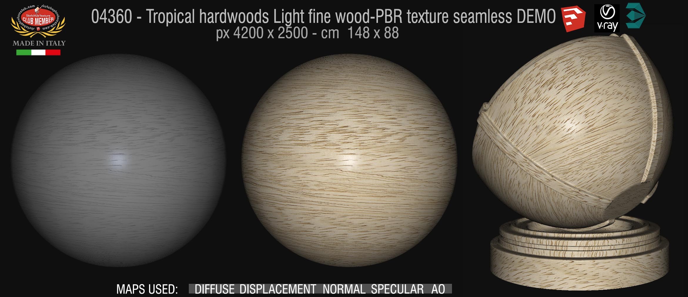 04360 ropical hardwoods Light fine wood-PBR texture seamless DEMO