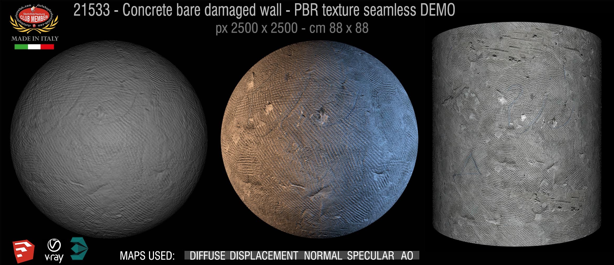 21533 concrete bare damaged wall PBR texture seamless DEMO