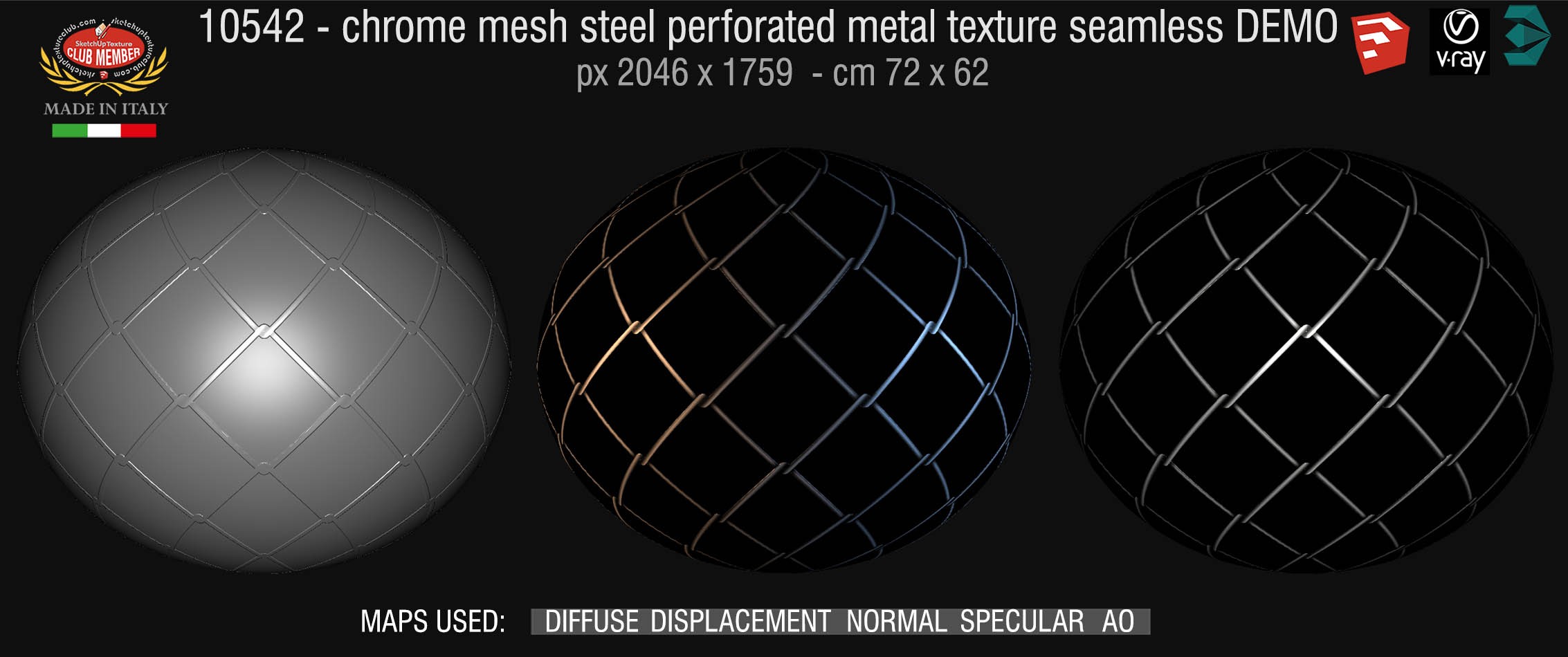 10542 HR Chrome mesh steel perforate metal texture seamless + maps DEMO