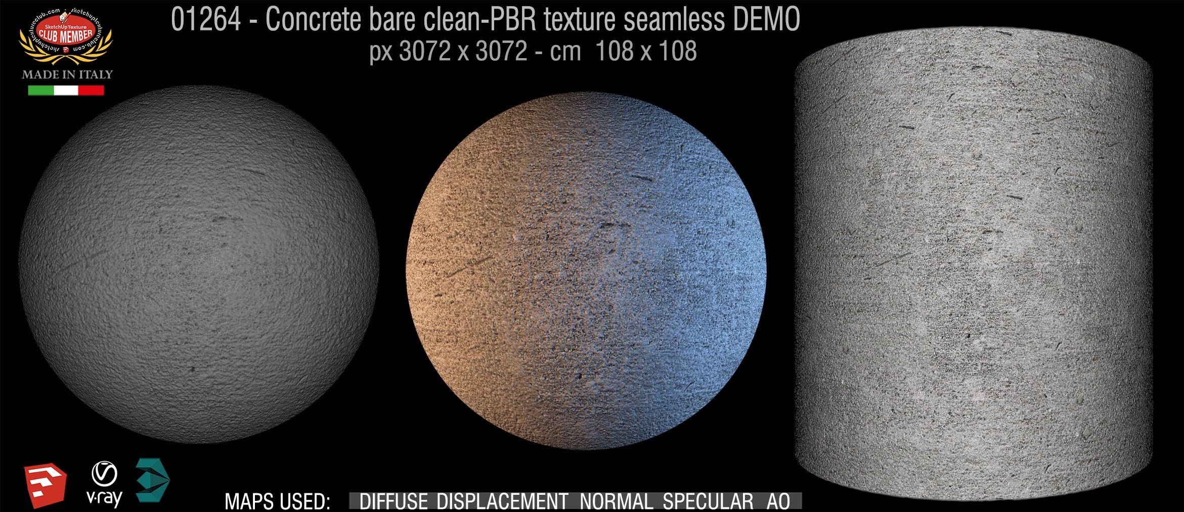 01264 Concrete bare clean-PBR texture seamless DEMO