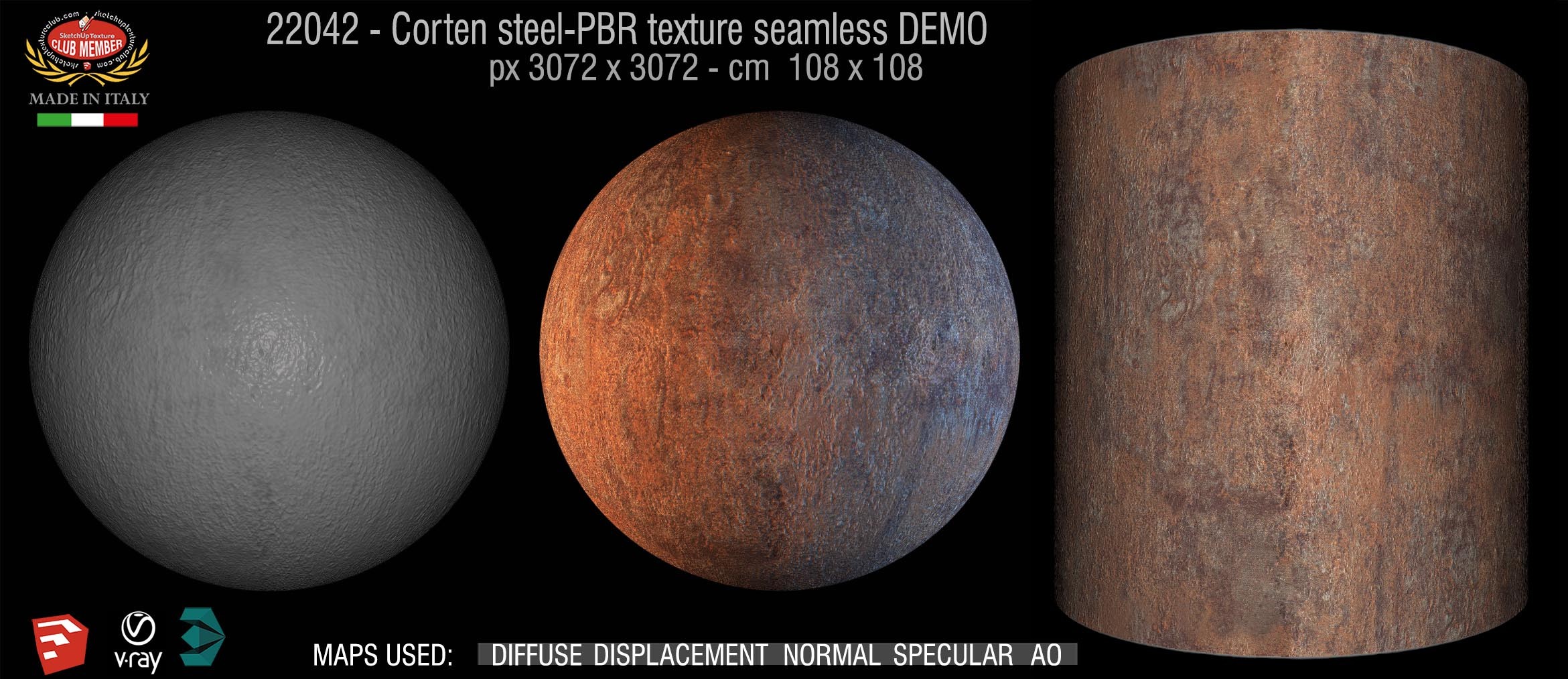 22042 Corten steel PBR texture seamless DEMO