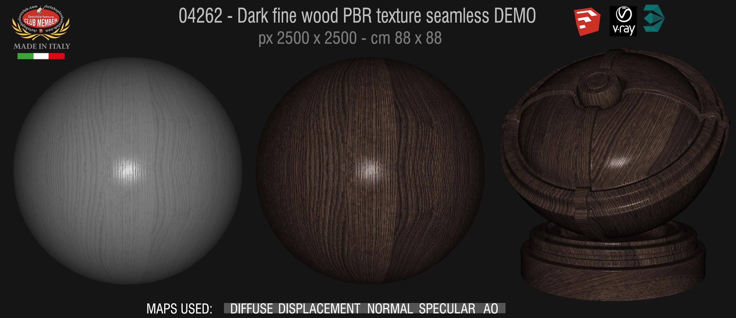 04262 Dark fine wood PBR texture seamless DEMO