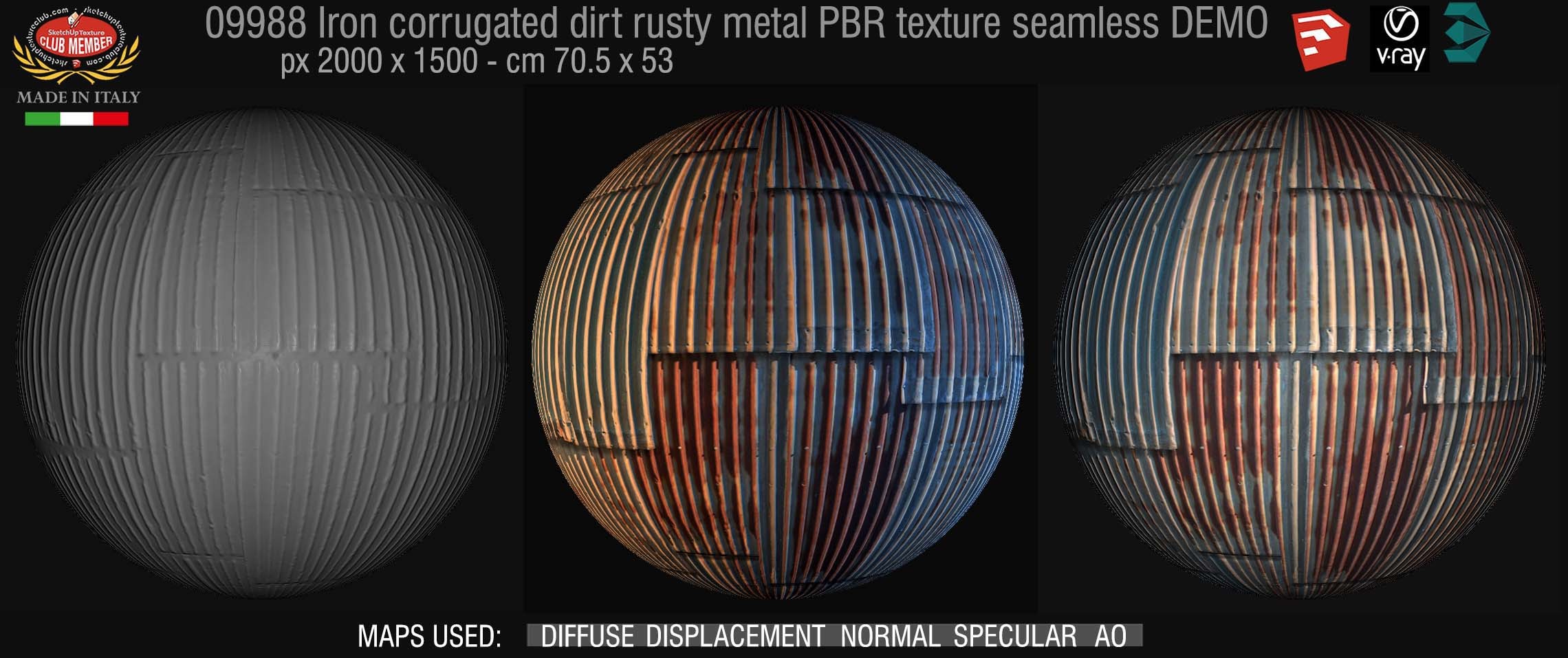 09988 Iron corrugated dirt rusty metal PBR texture seamless