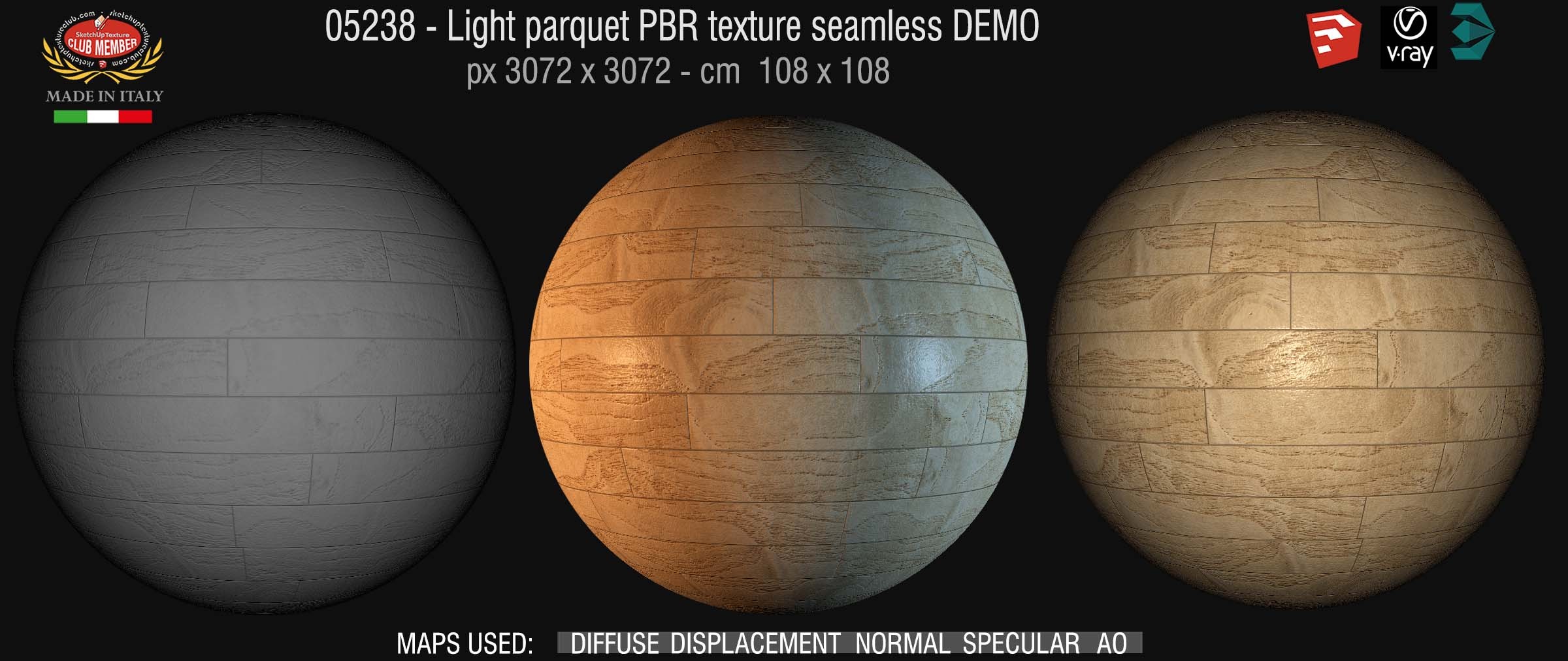 05238 Light parquet PBR texture seamless DEMO