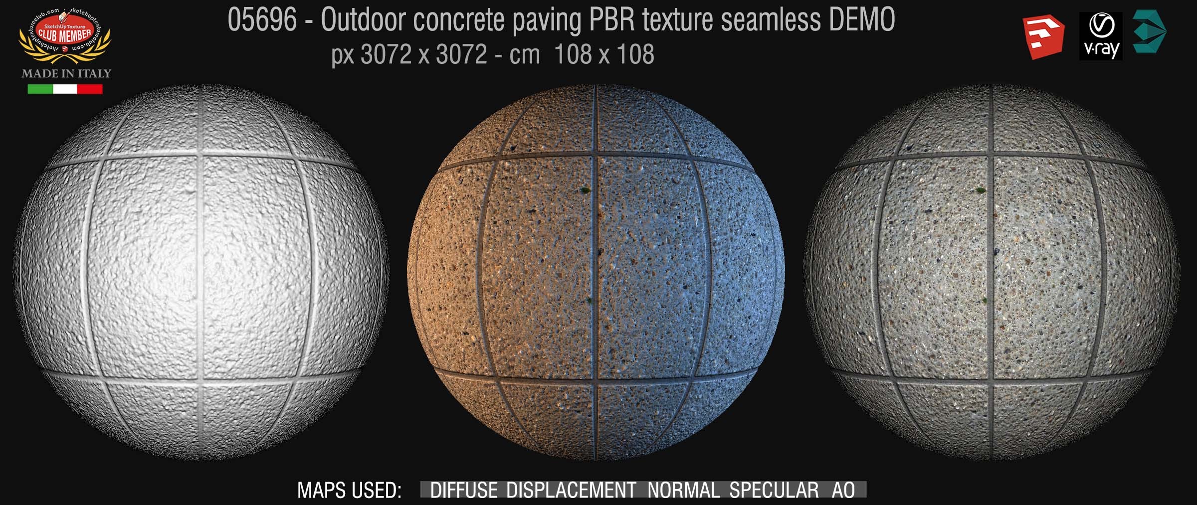 05696 Paving outdoor concrete regular block PBR texture seamless DEMO