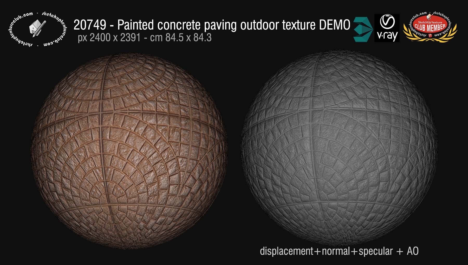 20749 Painted concrete paving outdoor texture & maps DEMO