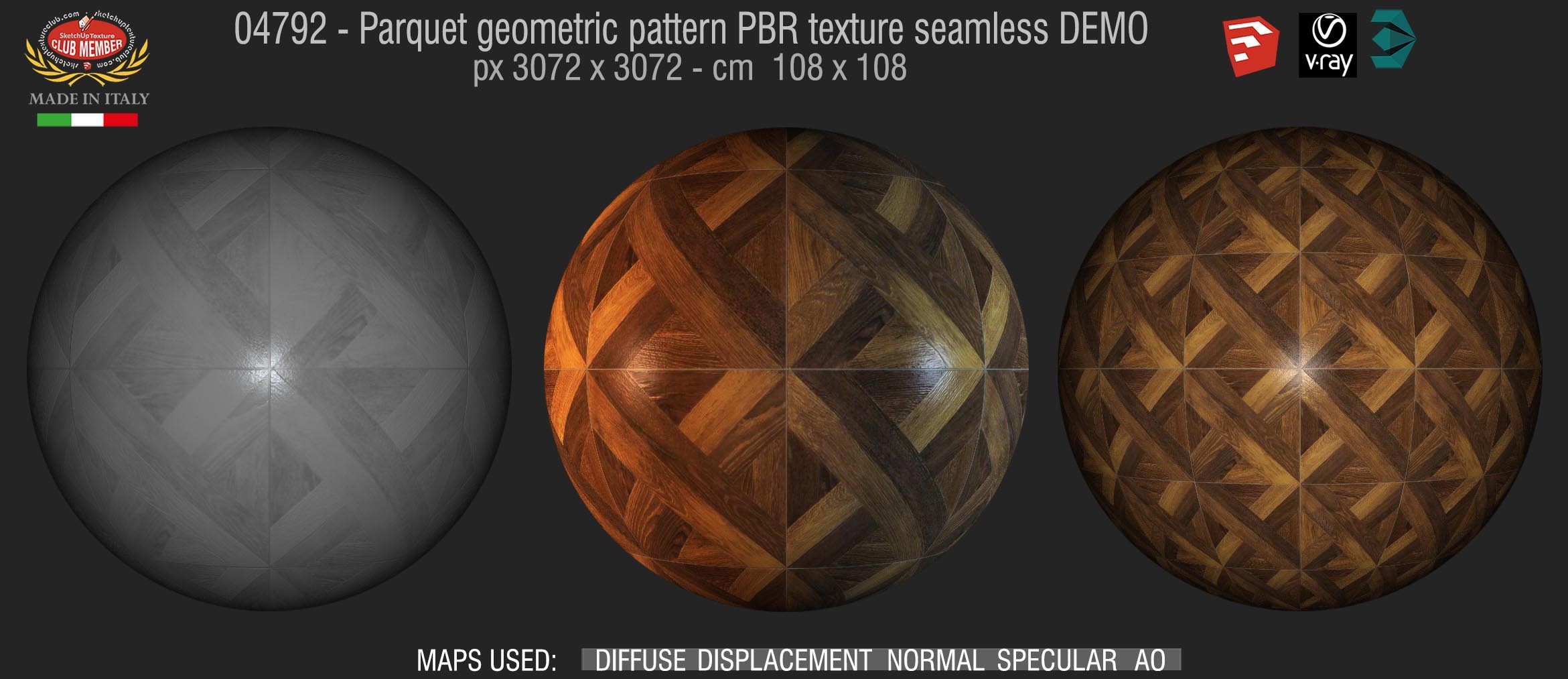 04792 Parquet geometric pattern PBR texture seamless DEMO