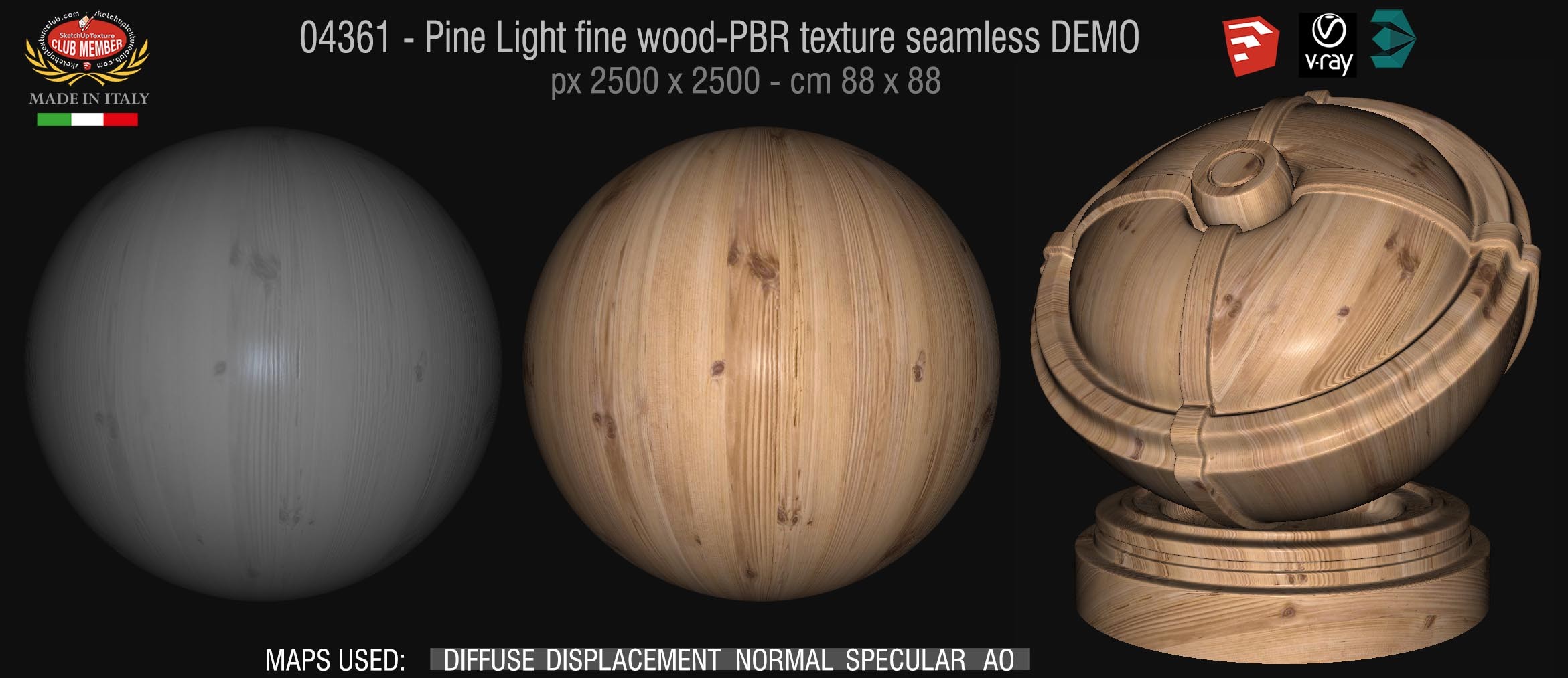 04361 Pine Light fine wood-PBR texture seamless DEMO