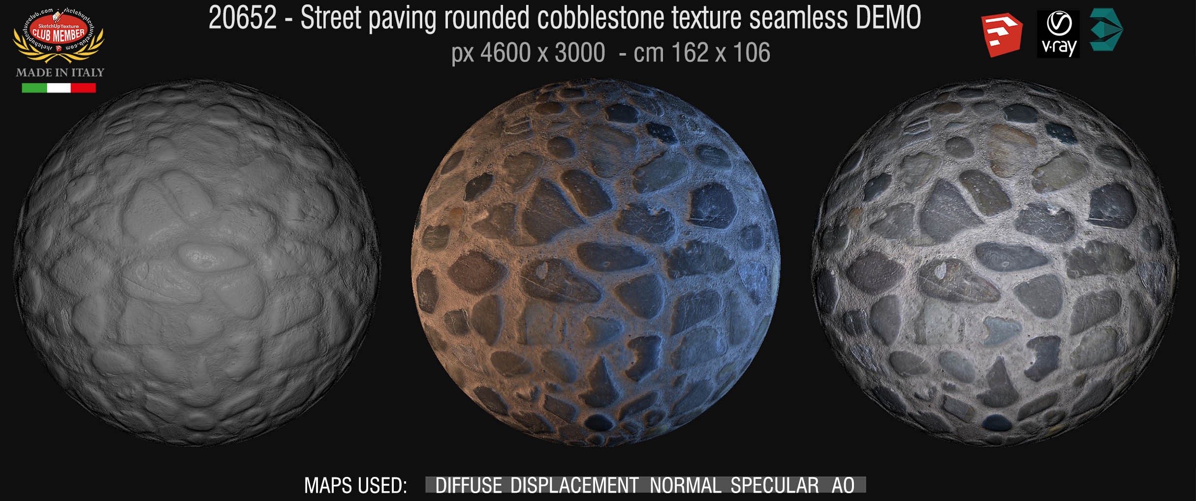 20652  Street paving cobblestone texture + maps DEMO