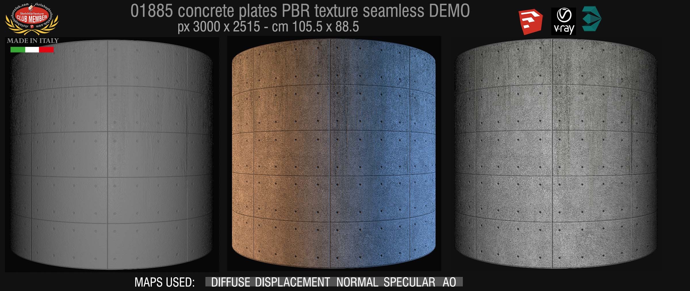 01885  tadao ando concrete plates PBR texture seamless DEMO