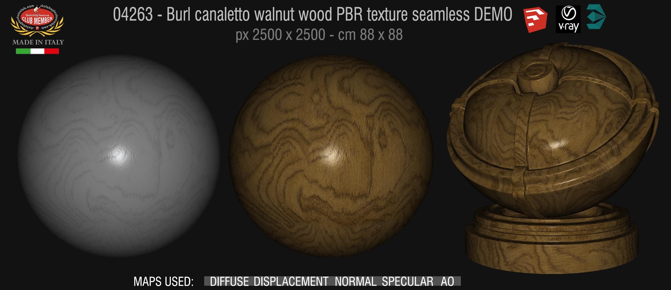 04263 Burl canaletto walnut wood PBR texture seamless DEMO