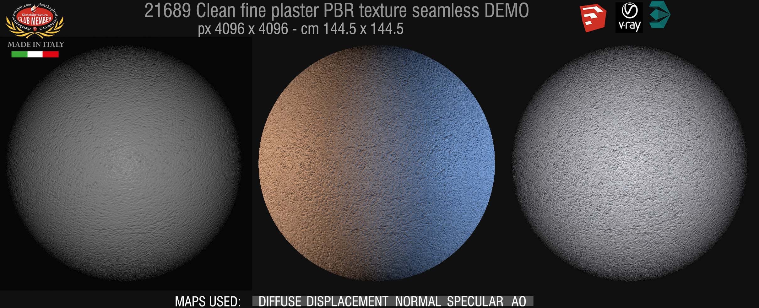 21689 Clean fine plaster PBR texture seamless DEMO