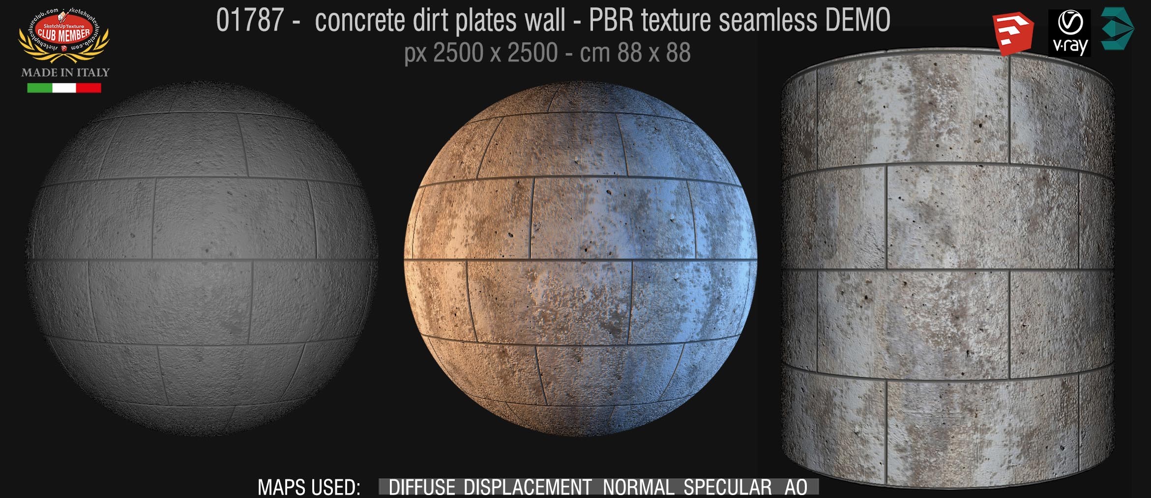 01787 concrete dirt plates wall PBR texture seamless DEMO