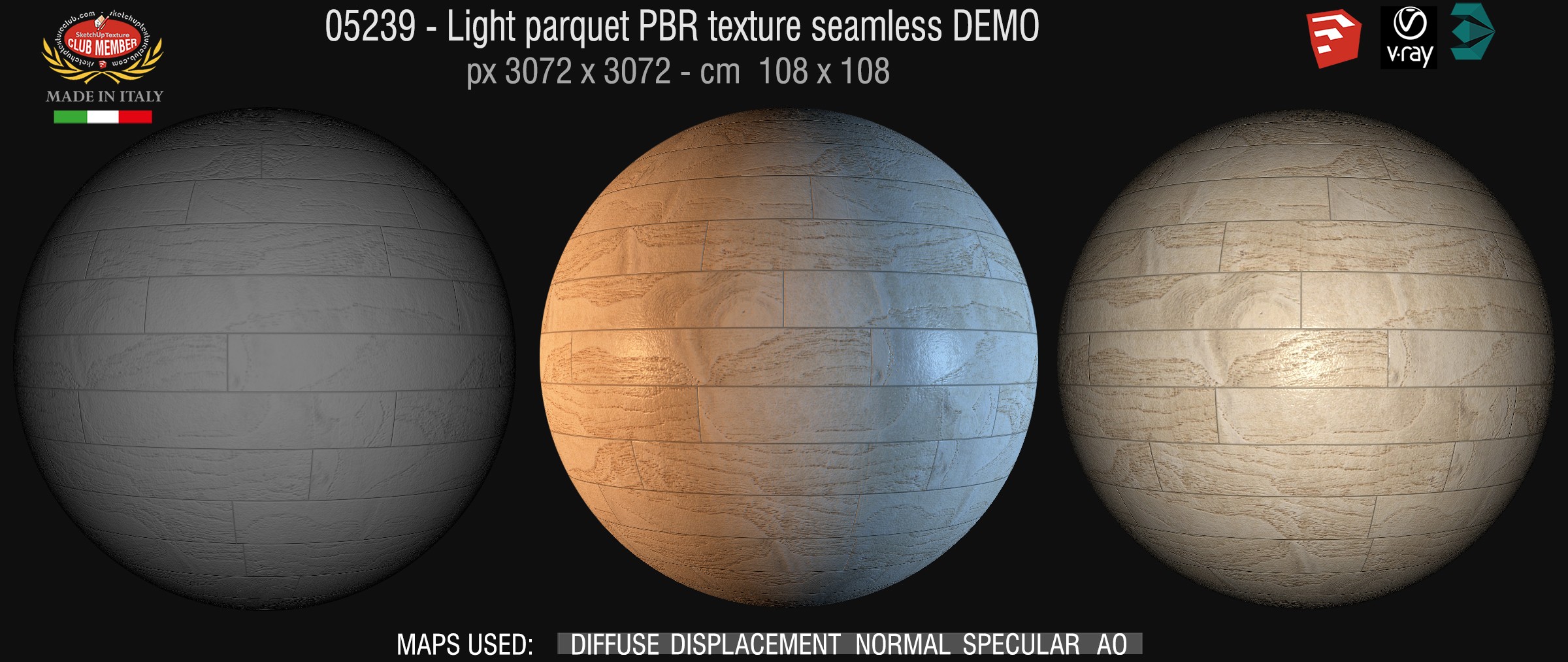 05239 Light parquet PBR texture seamless DEMO