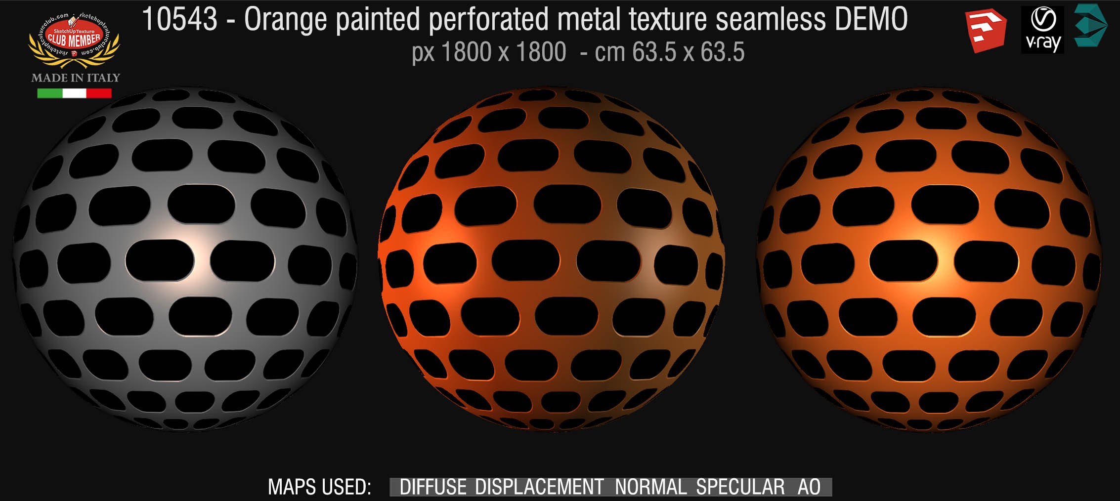 10543 HR Orange painted panited perforate metal texture seamless + maps DEMO