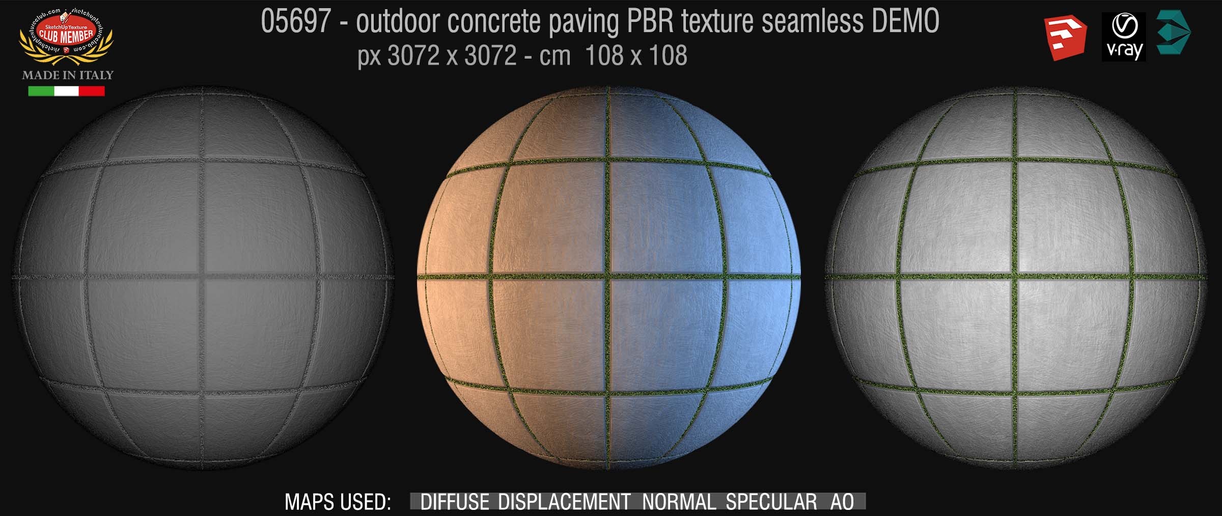 05697  Paving outdoor concrete regular block PBR texture seamless DEMO