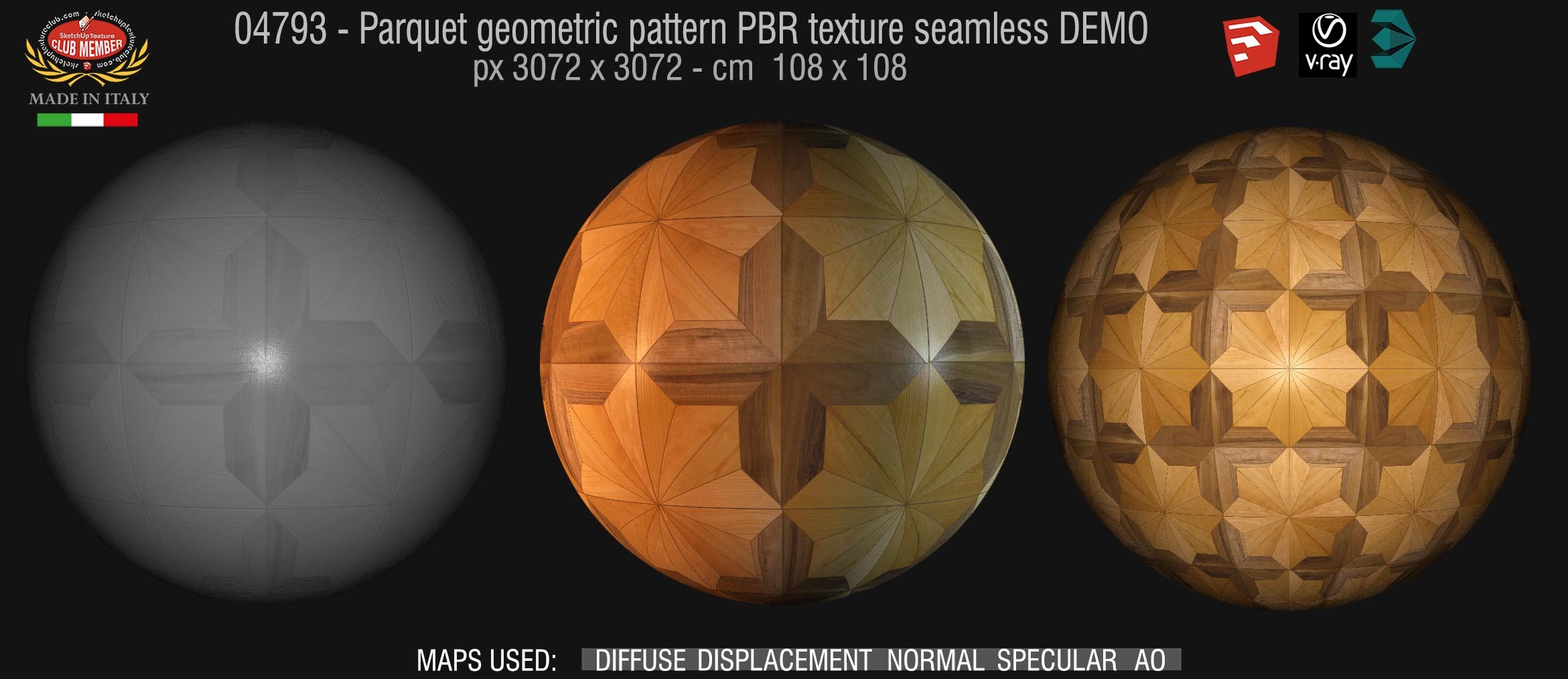 04793 Parquet geometric pattern PBR texture seamless DEMO