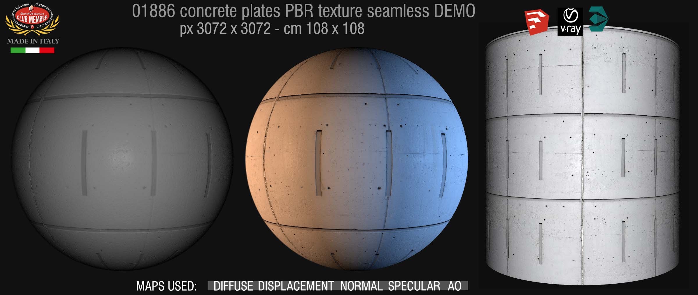 01886 tadao ando concrete plates PBR texture seamless DEMO