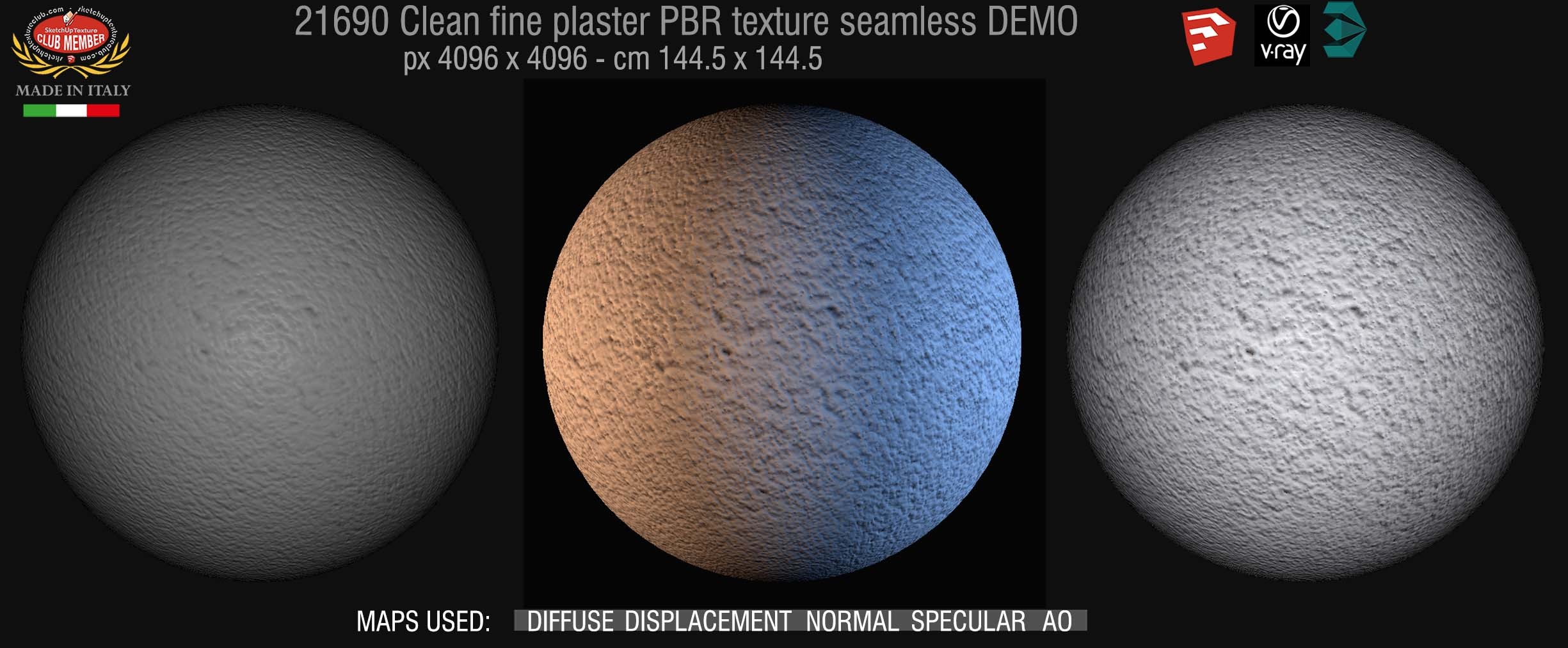 21690 Clean fine plaster PBR texture seamless DEMO