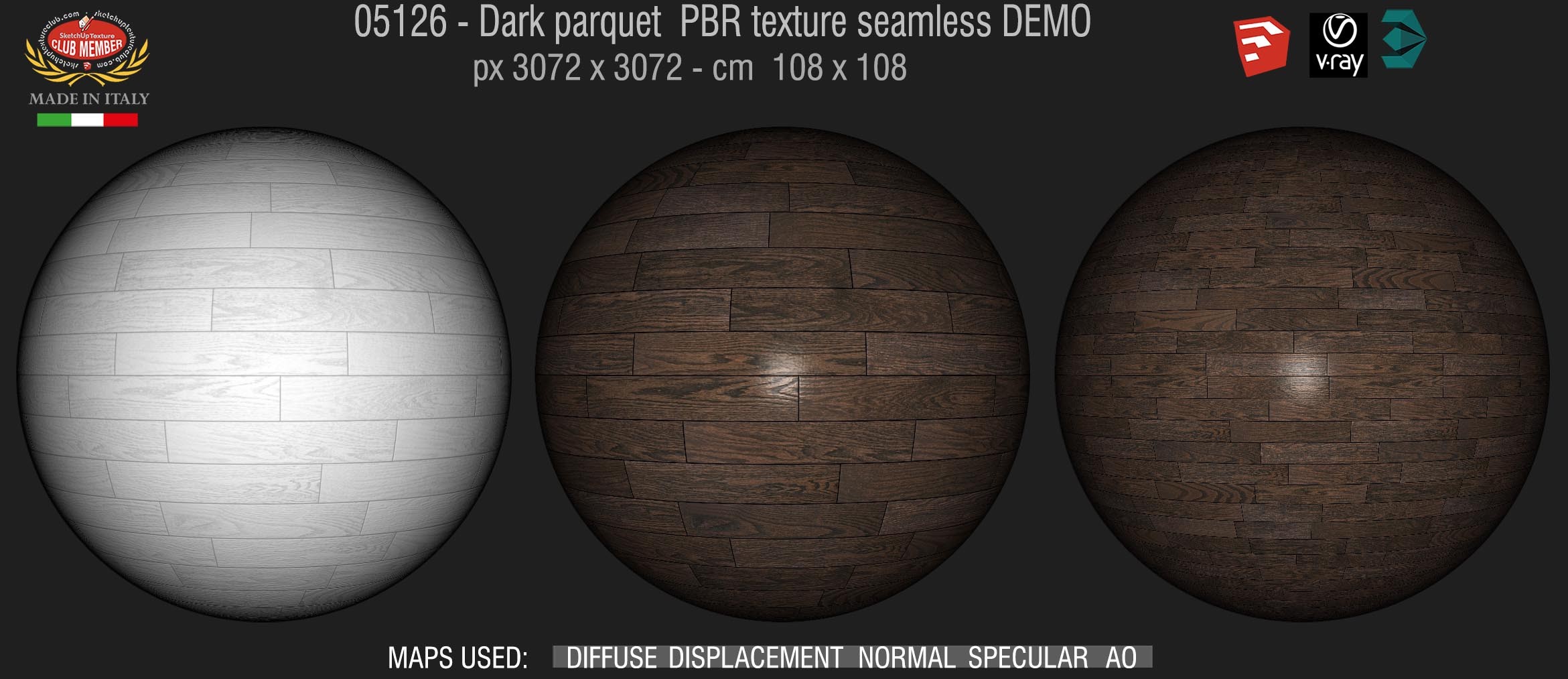 05126 Dark parquet PBR texture seamless DEMO