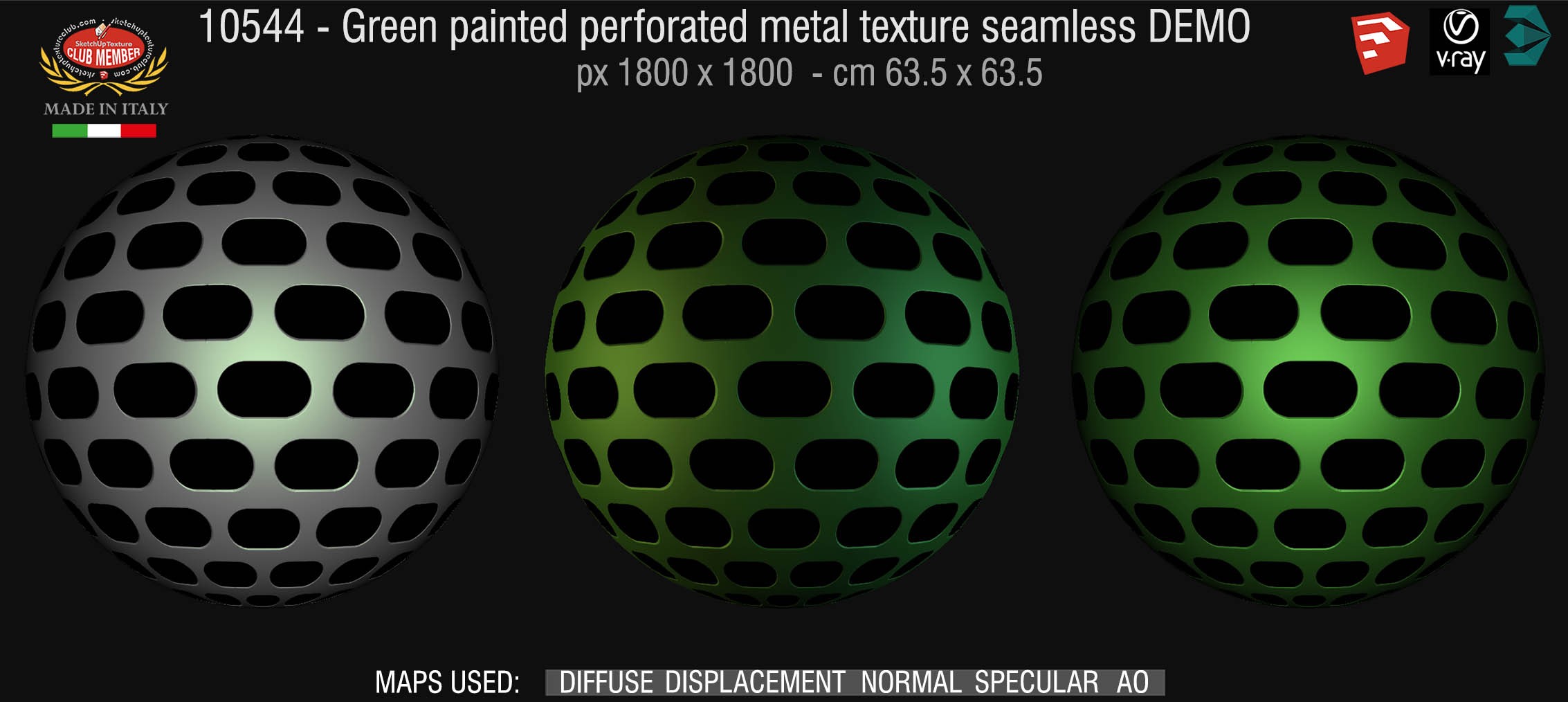 10544 HR Green painted perforate metal texture seamless + maps DEMO