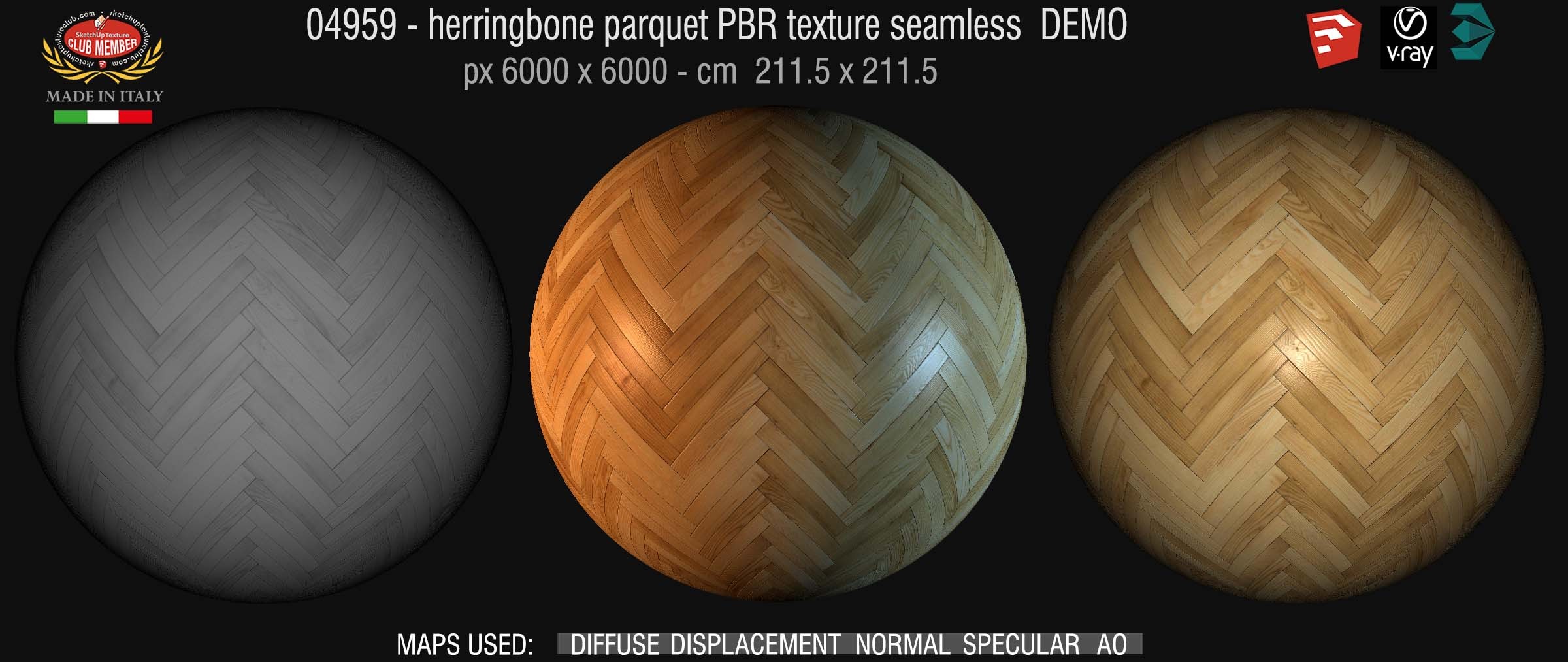 04959 Herringbone parquet PBR texture seamless DEMO