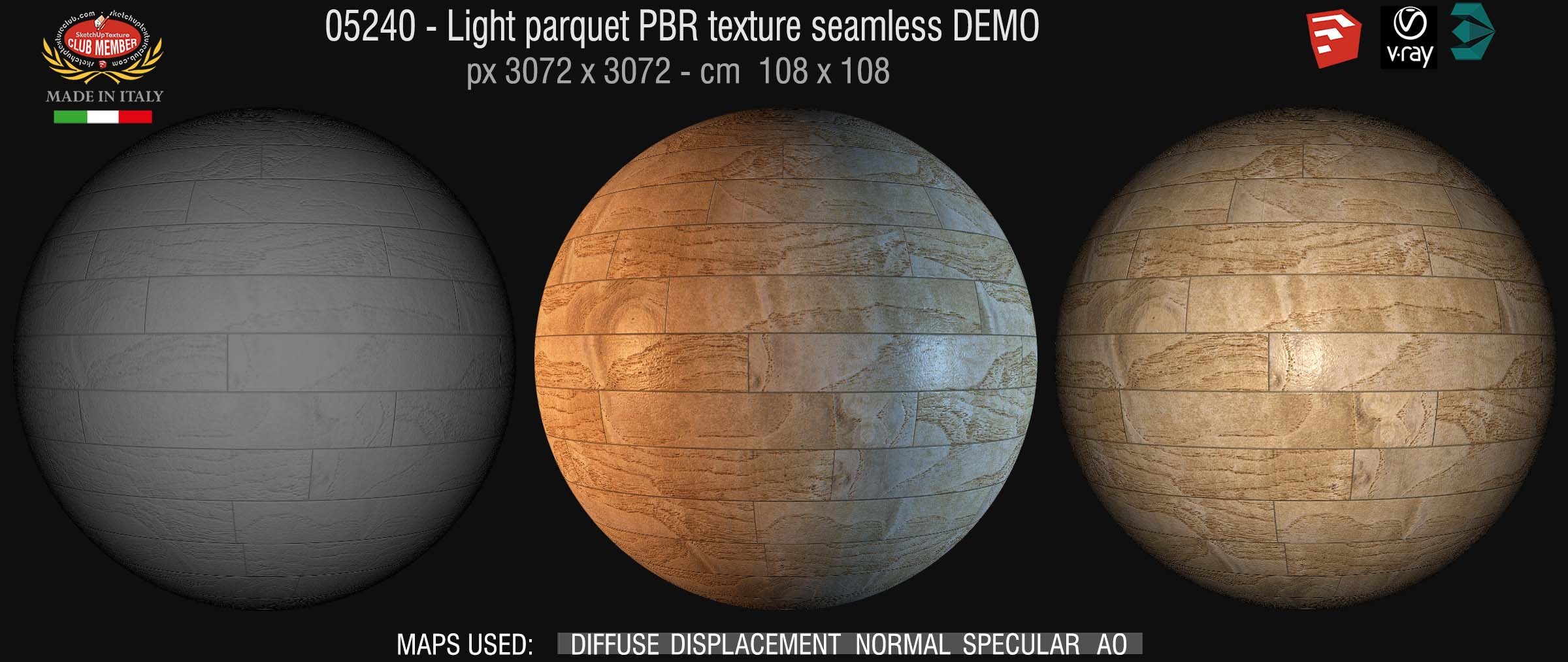 05240 Light parquet PBR texture seamless DEMO