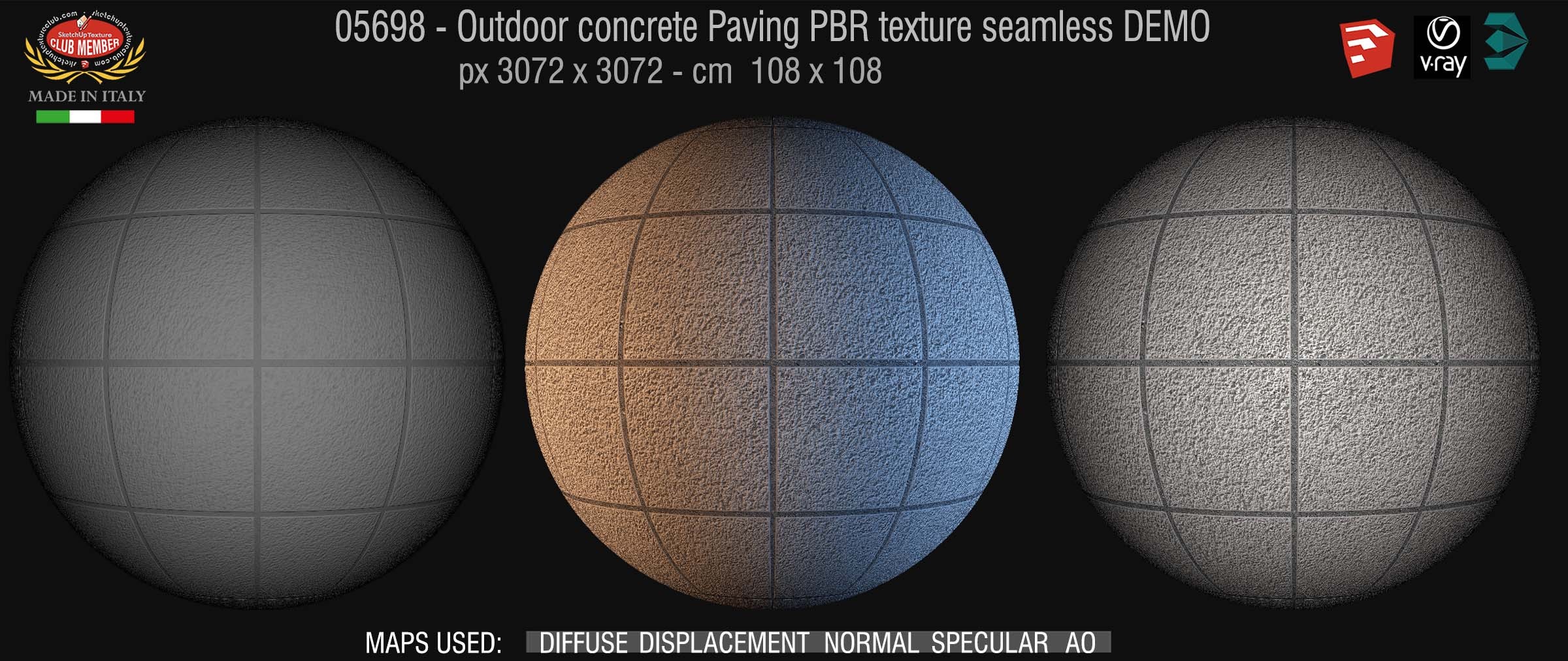 05698 Paving outdoor concrete regular block PBR texture seamless DEMO