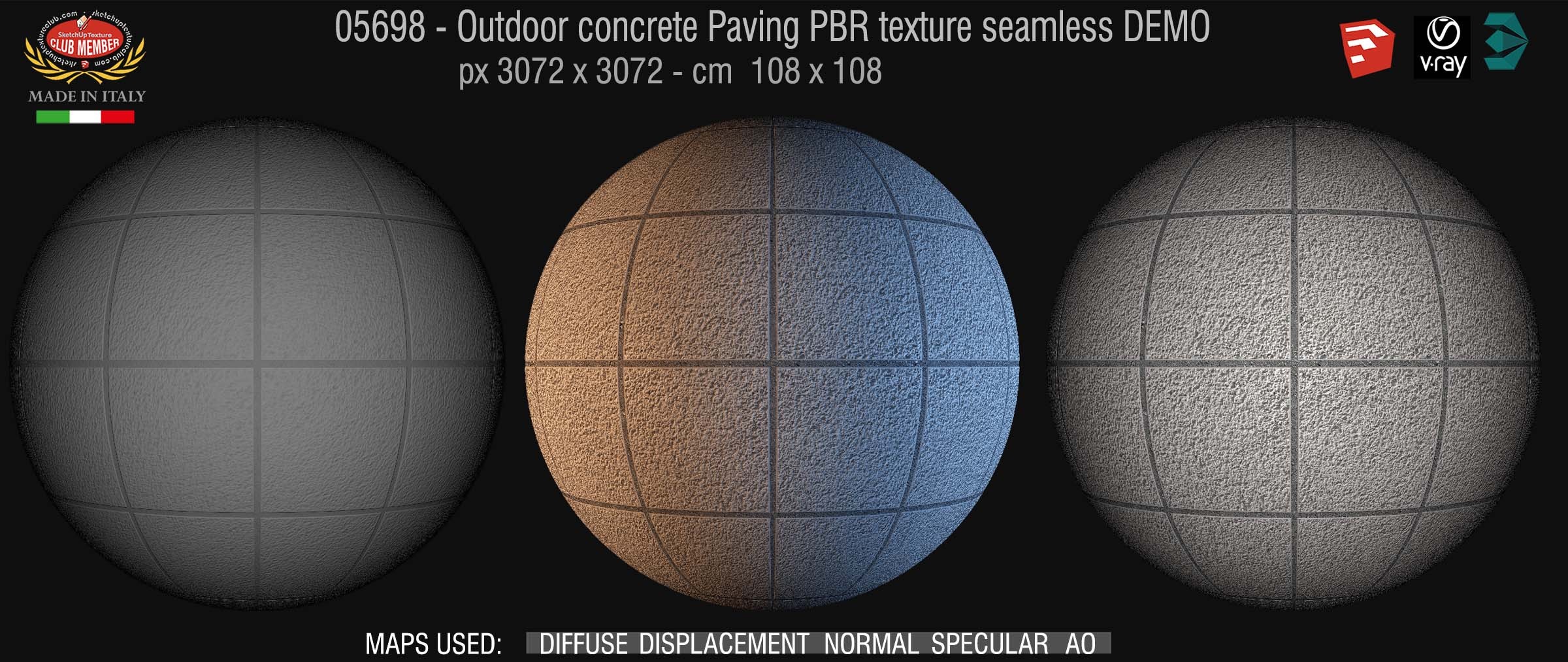 05698  Paving outdoor concrete regular block PBR texture seamless DEMO