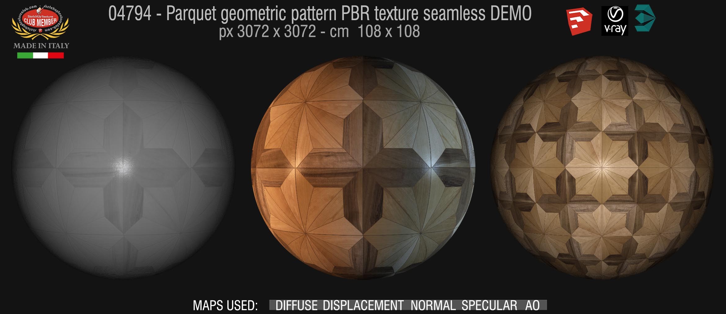 04794 Parquet geometric pattern PBR texture seamless DEMO