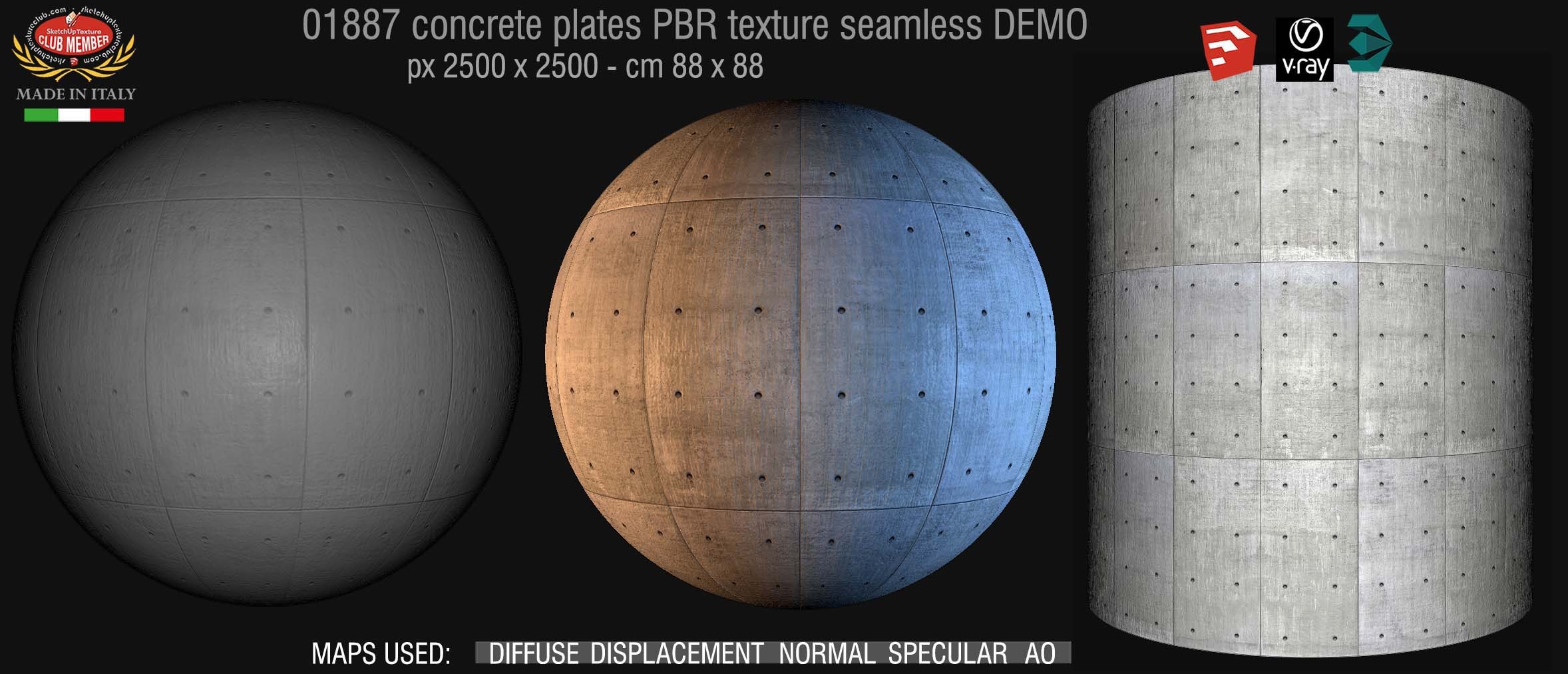 01887 tadao ando concrete plates PBR texture seamless DEMO