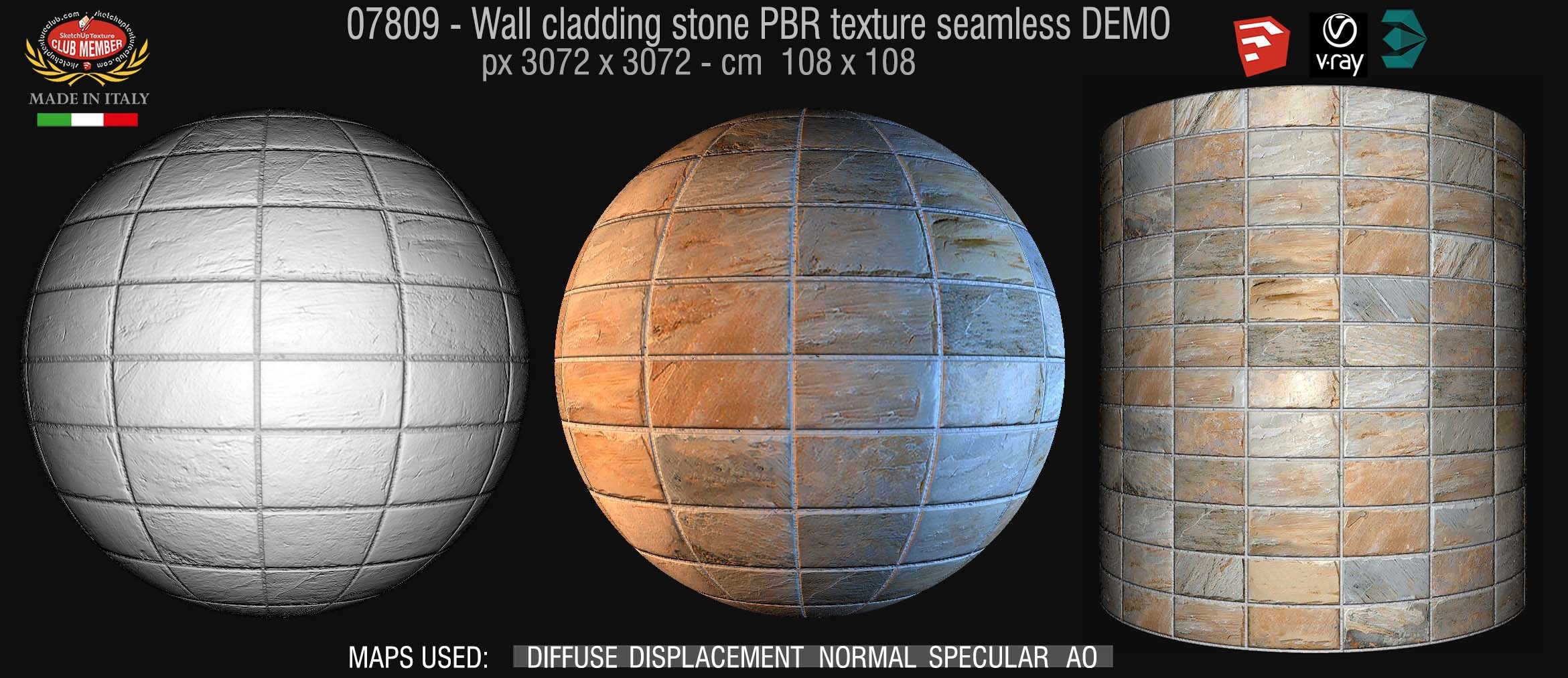 07809  Wall cladding stone texture seamless DEMO