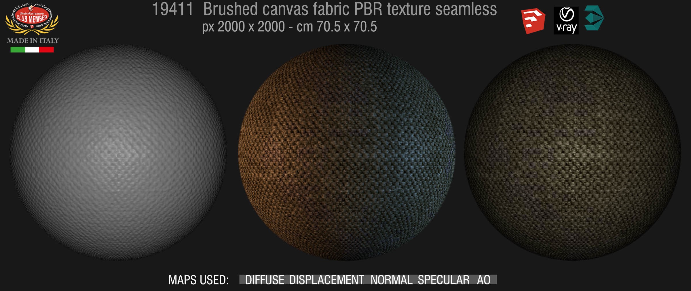 19411 Brushed canvas fabric PBR texture seamless DEMO