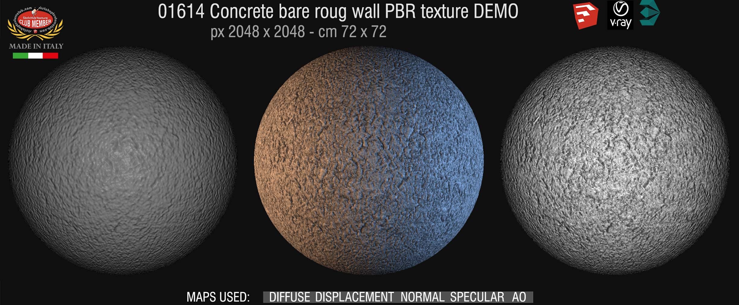 01614 Concrete bare rough wall PBR texture seamless DEMO