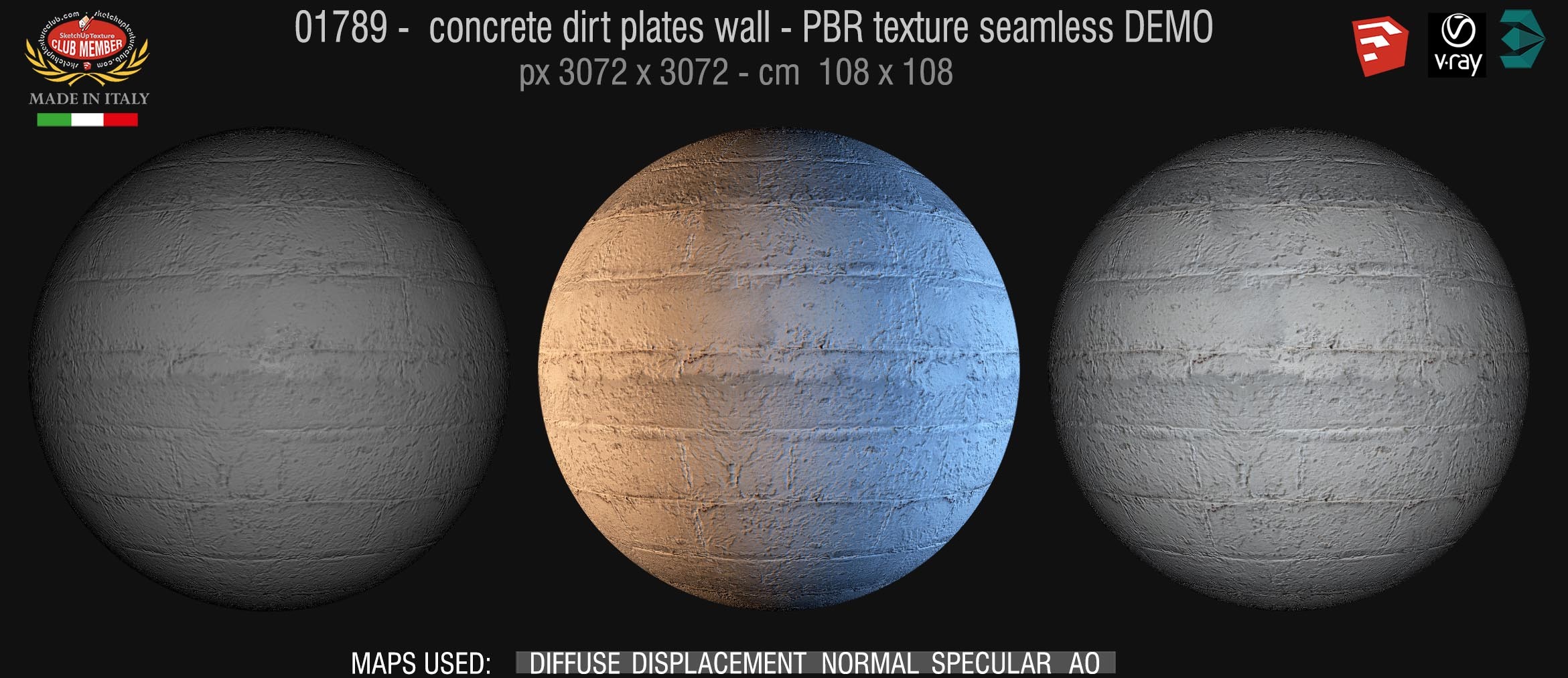 01789 concrete dirt plates wall PBR texture seamless DEMO
