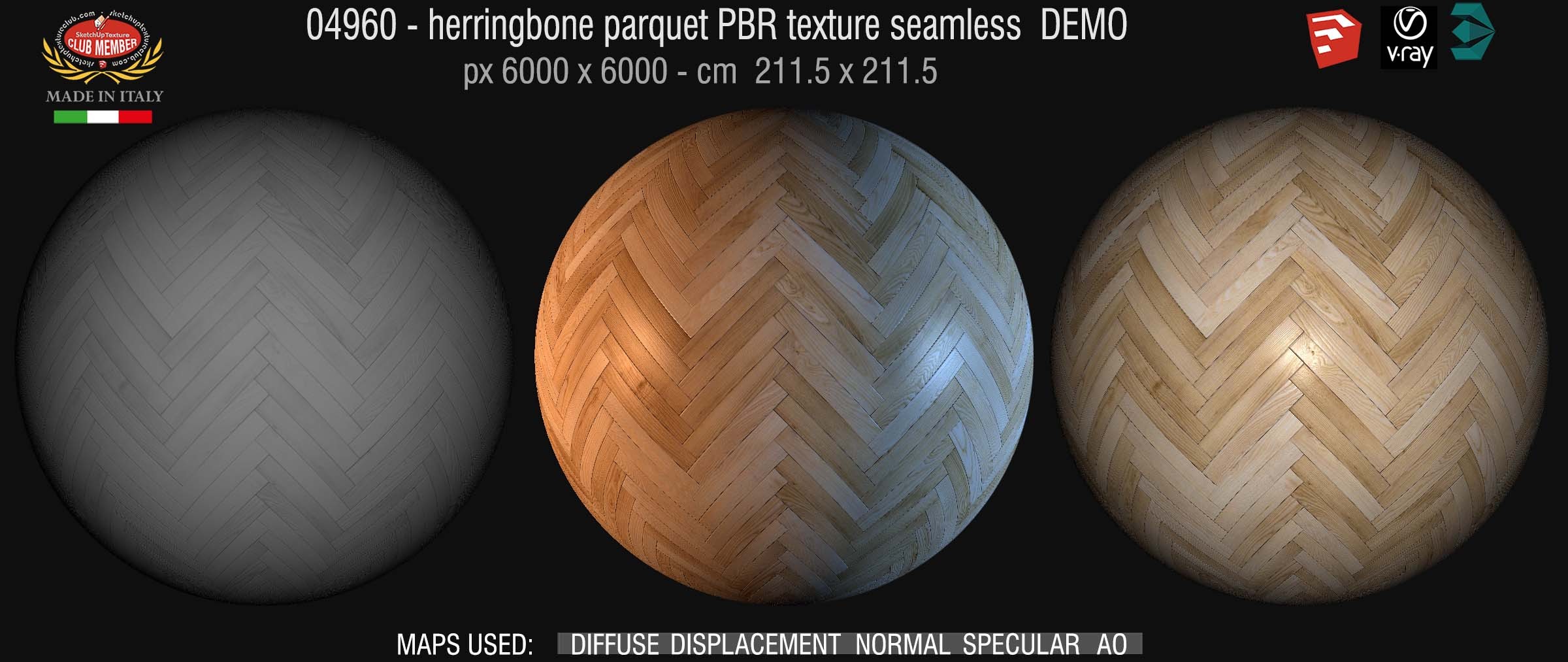 04960 Herringbone parquet PBR texture seamless DEMO