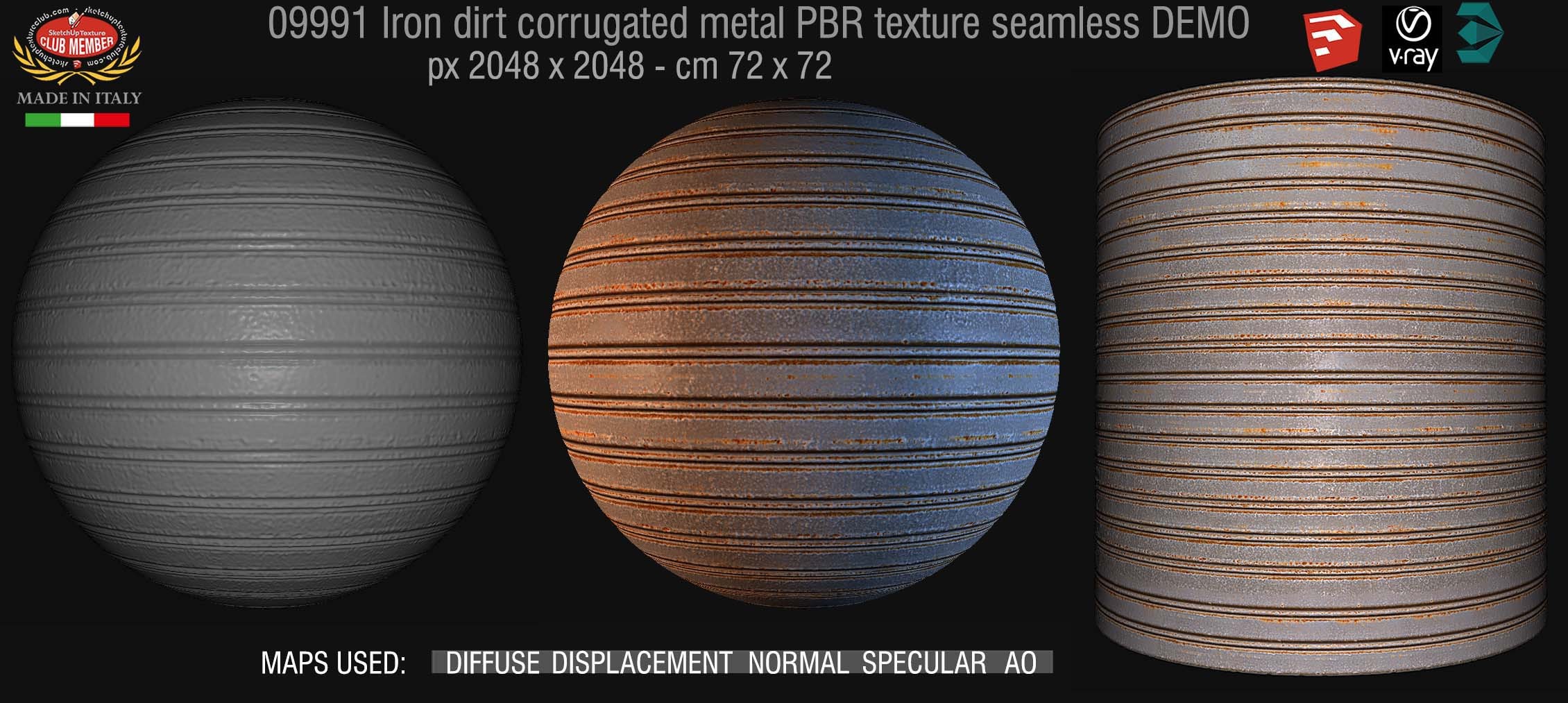 09991 Iron corrugated dirt rusty metal PBR texture seamless