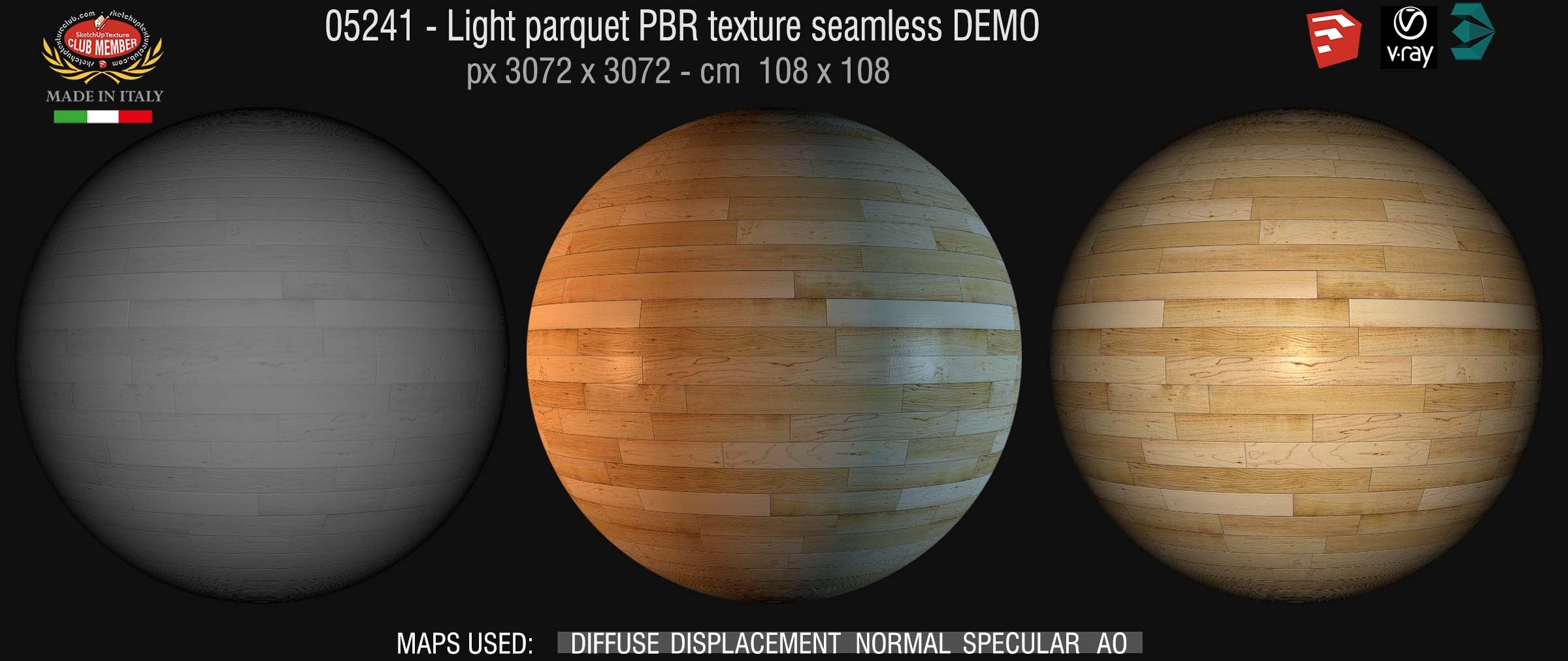 05241 Light parquet PBR texture seamless DEMO