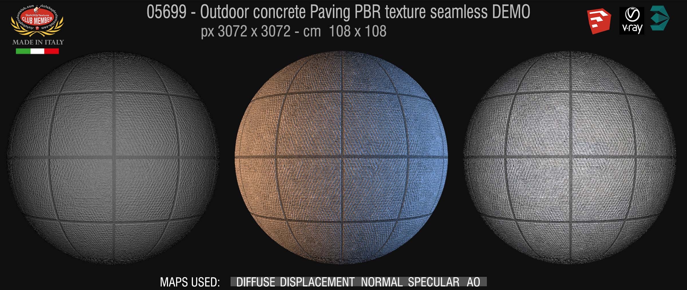 05699  Paving outdoor concrete regular block PBR texture seamless DEMO