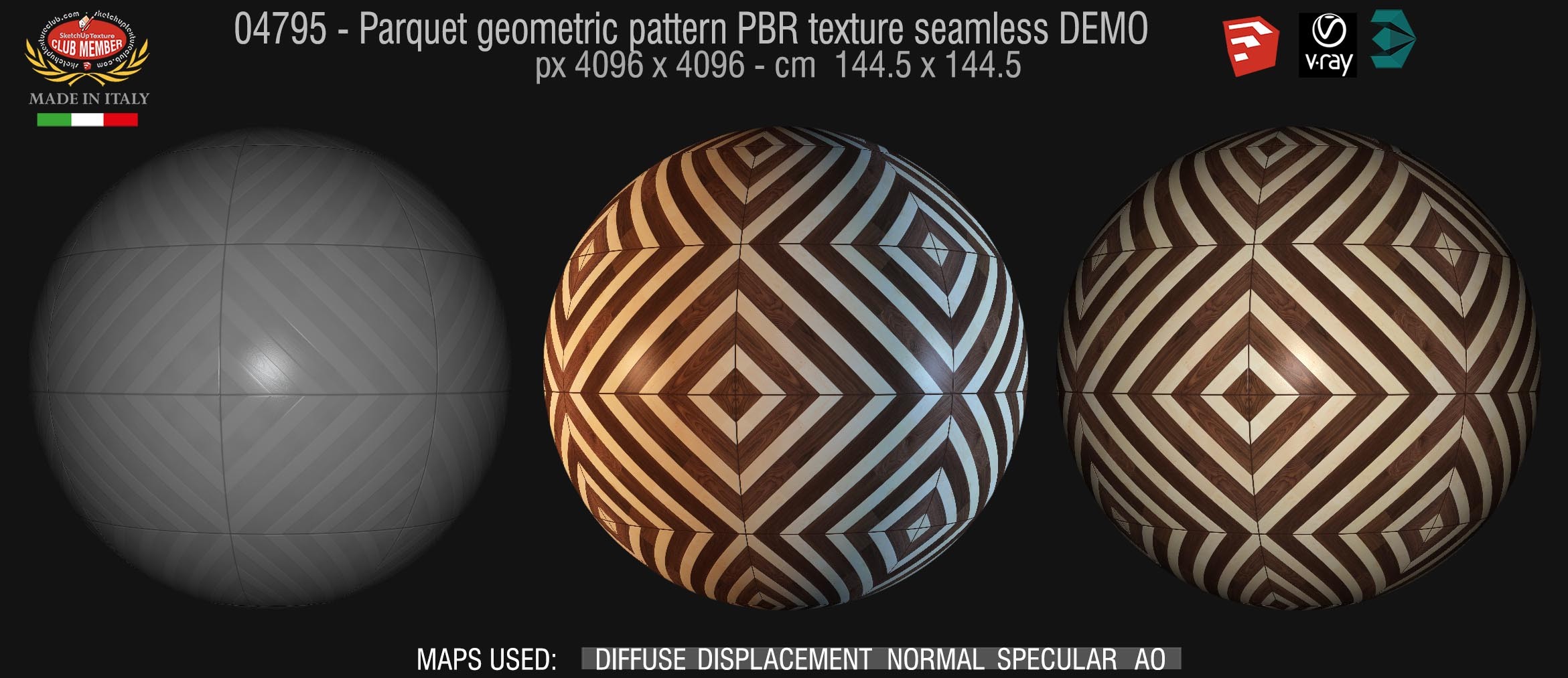 04795 Parquet geometric pattern PBR texture seamless DEMO