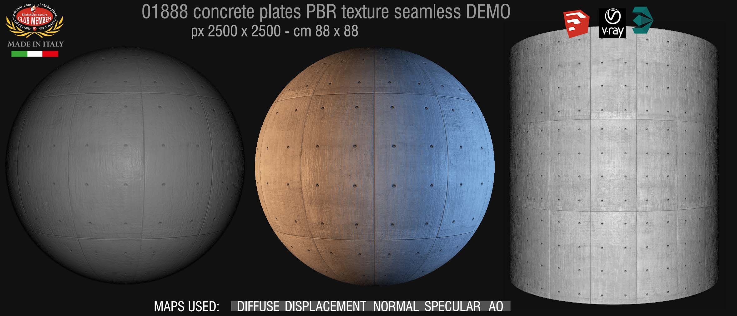 01888 tadao ando concrete plates PBR texture seamless DEMO