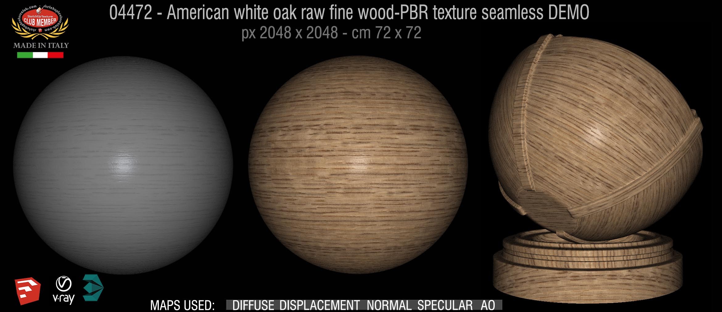 04472 American white oak raw fine wood-PBR texture seamless DEMO