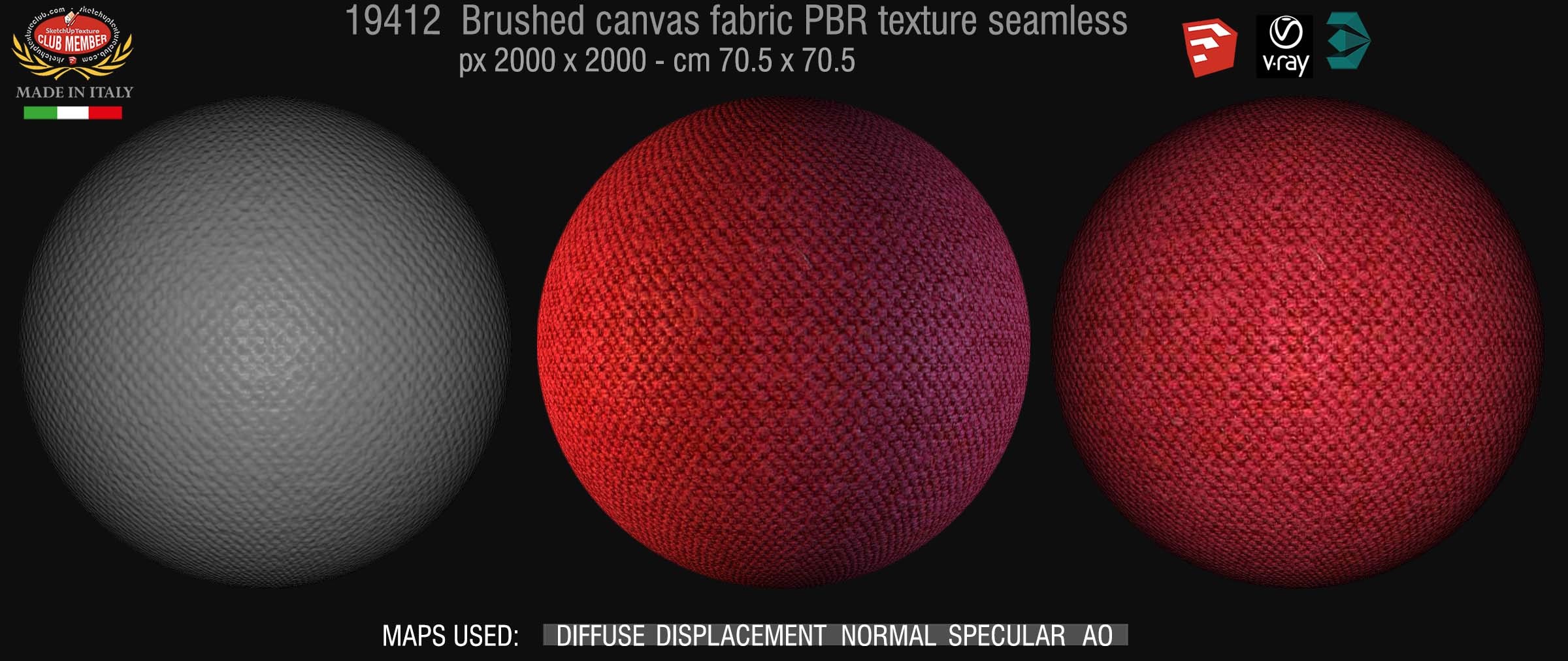 19412 Brushed canvas fabric PBR texture seamless DEMO